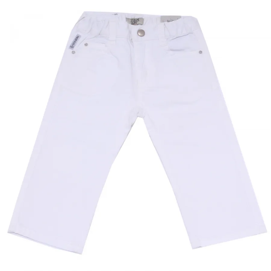 1529Y pantalone bimba girl ARMANI BABY SLIM FIT white trouser cotton pant