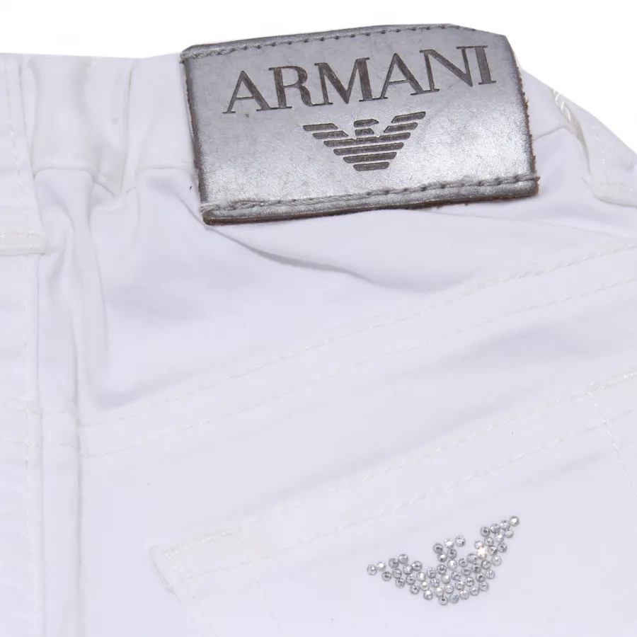 1529Y pantalone bimba girl ARMANI BABY SLIM FIT white trouser cotton pant