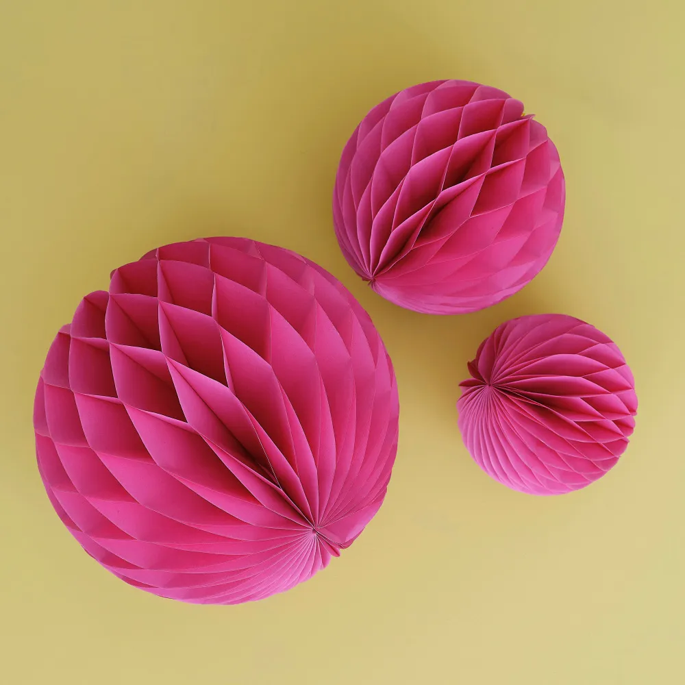 3 palline ecologiche rosa a nido d'ape