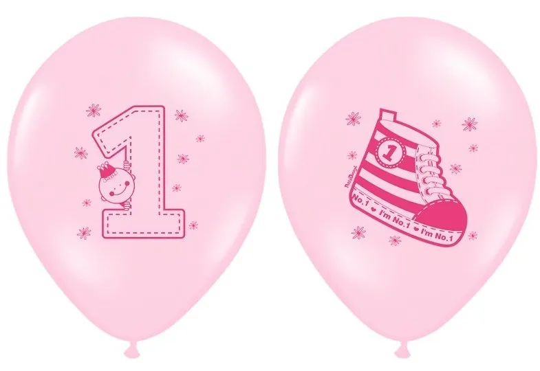 6 palloncini 1 ° compleanno rosa