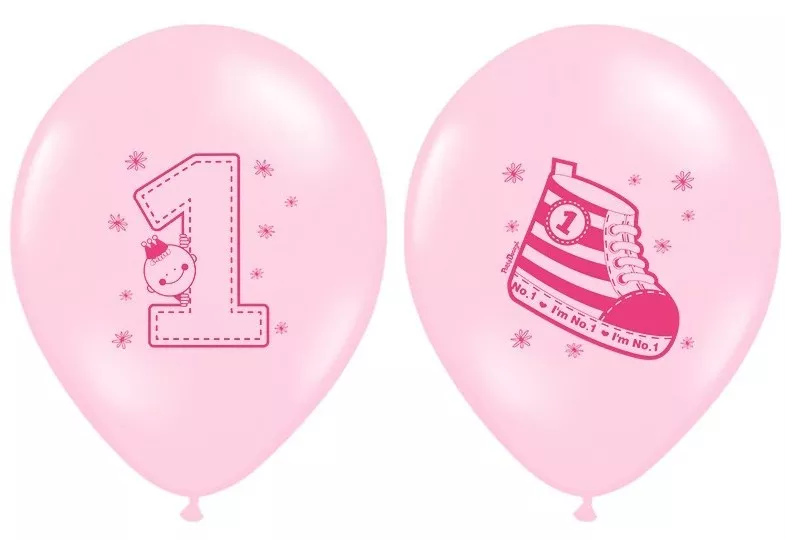 6 palloncini 1 ° compleanno rosa