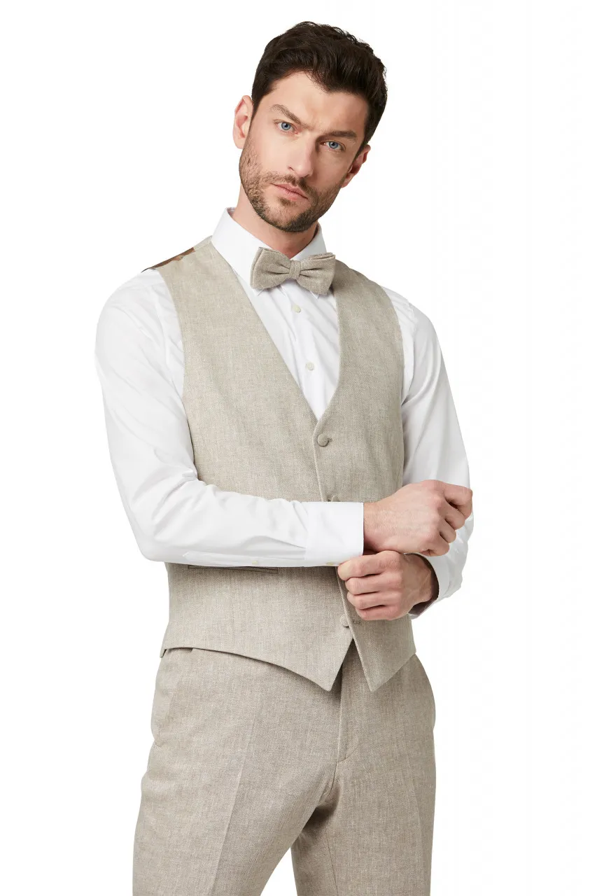 Abito digel stile vintage slim fit beige in misto lino
