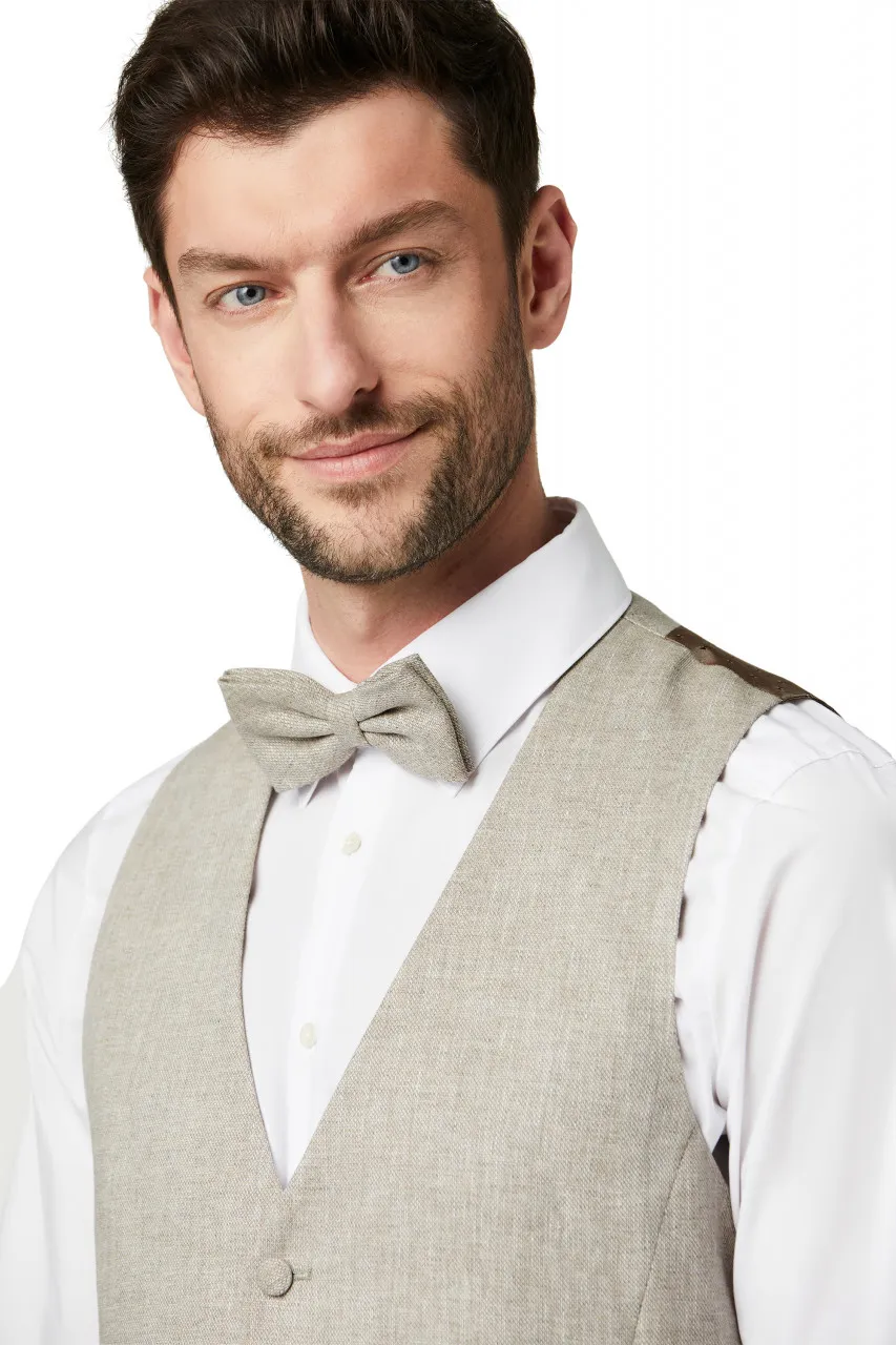 Abito digel stile vintage slim fit beige in misto lino