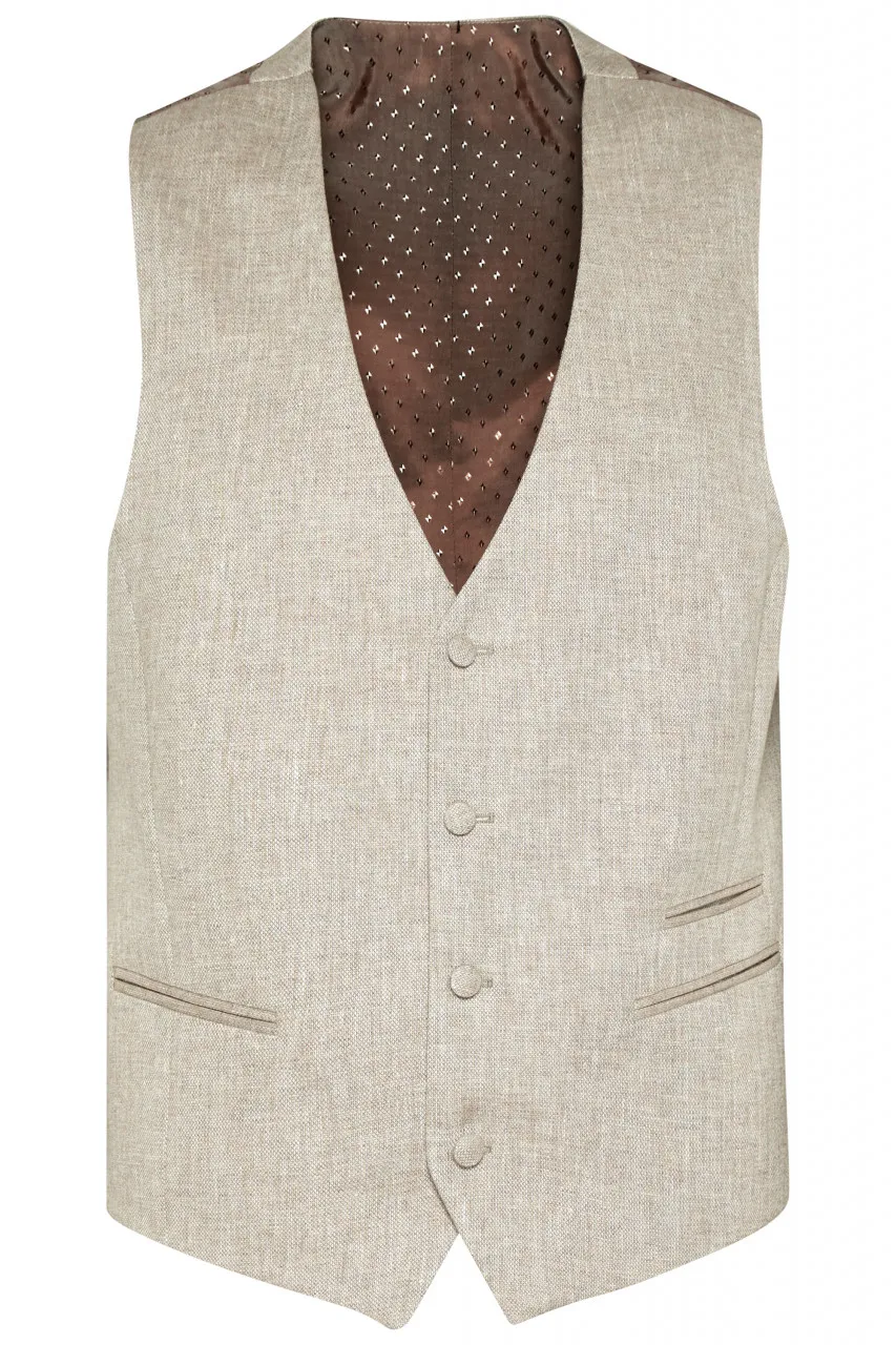 Abito digel stile vintage slim fit beige in misto lino