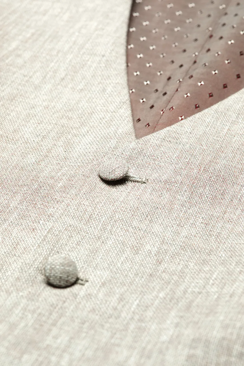 Abito digel stile vintage slim fit beige in misto lino