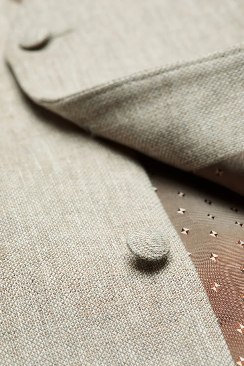 Abito digel stile vintage slim fit beige in misto lino