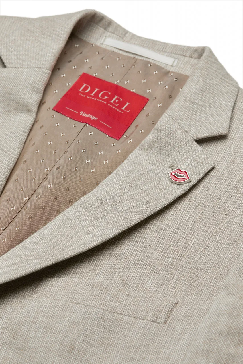 Abito digel stile vintage slim fit beige in misto lino