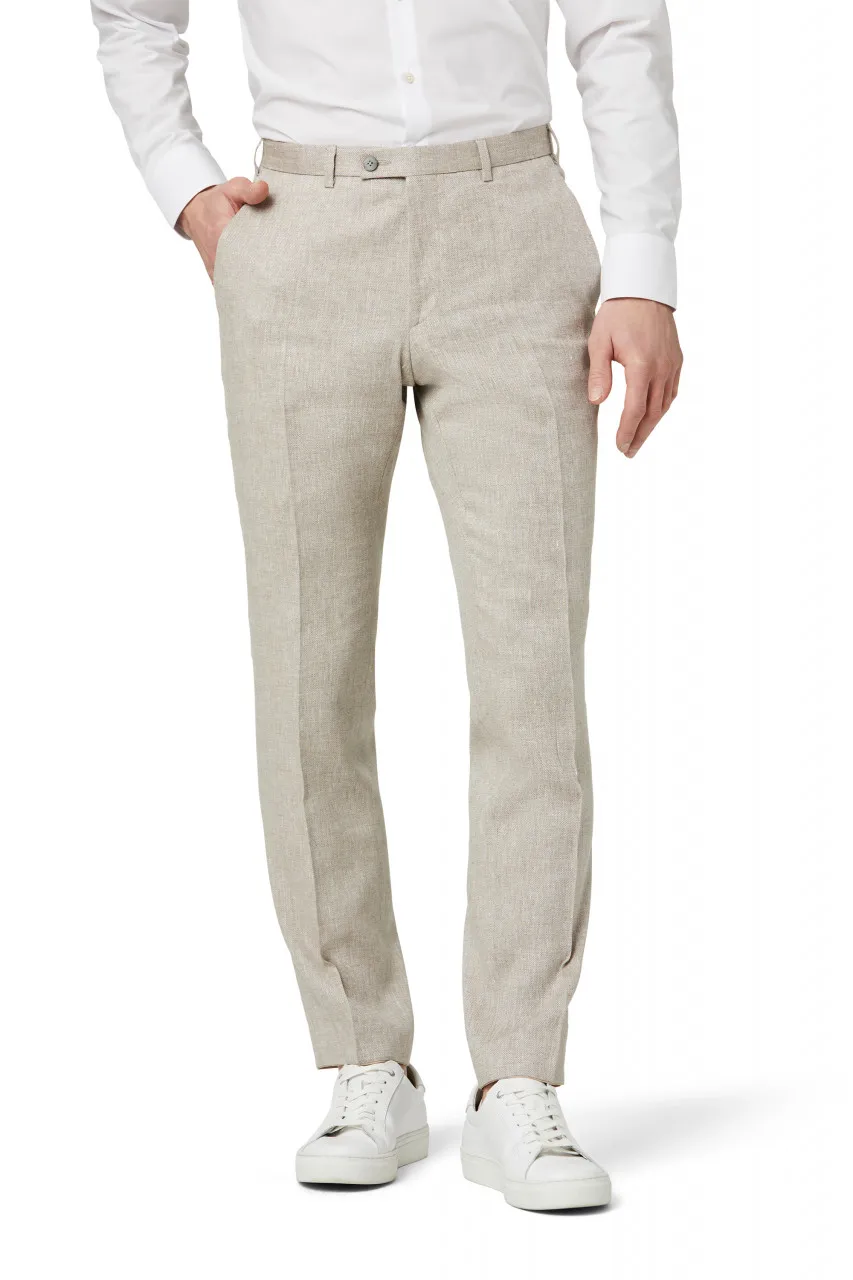 Abito digel stile vintage slim fit beige in misto lino