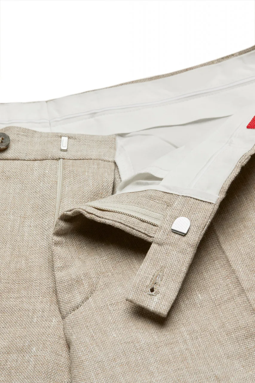 Abito digel stile vintage slim fit beige in misto lino