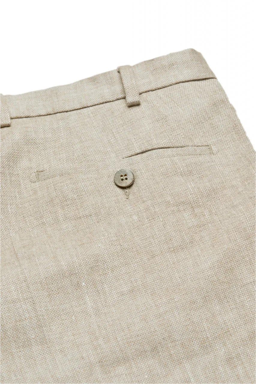 Abito digel stile vintage slim fit beige in misto lino