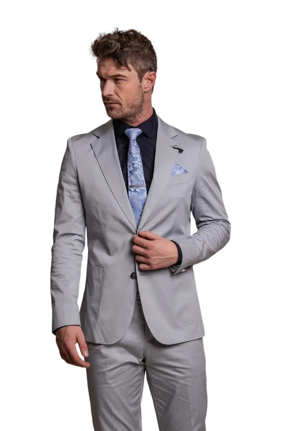 Abito grigio chiaro cavani in cotone stretch sfoderato