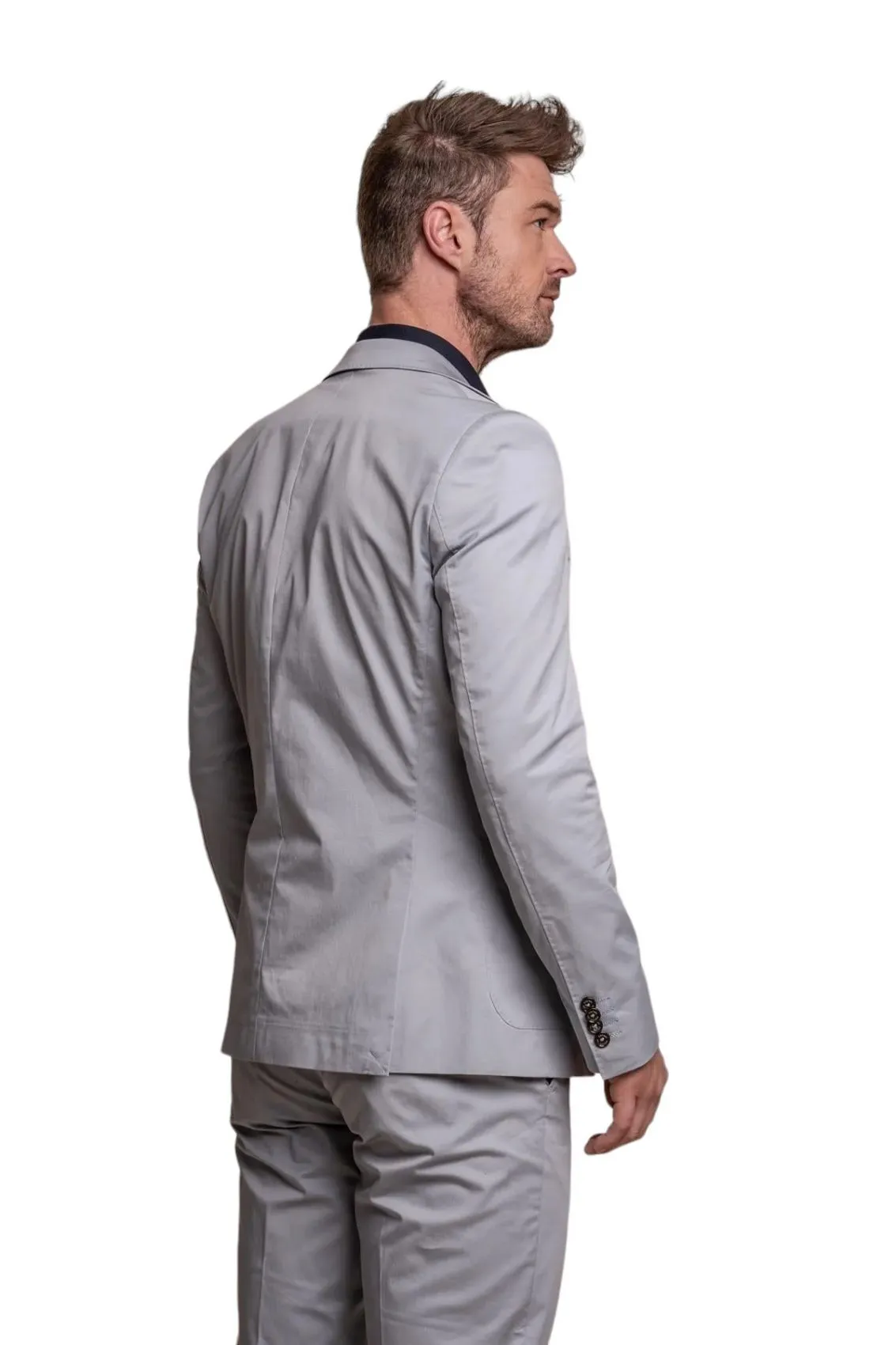 Abito grigio chiaro cavani in cotone stretch sfoderato