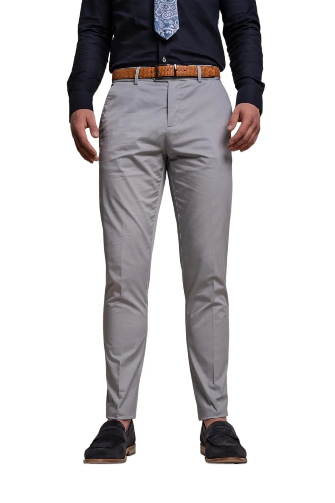 Abito grigio chiaro cavani in cotone stretch sfoderato