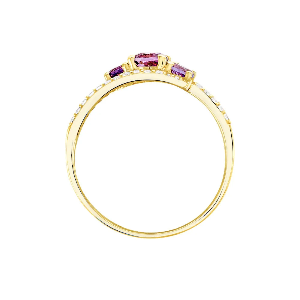 Anello Trilogy Amélie Oro Giallo 375/1000 Ametista Viola Cubic Zirconia Bianco 1429835