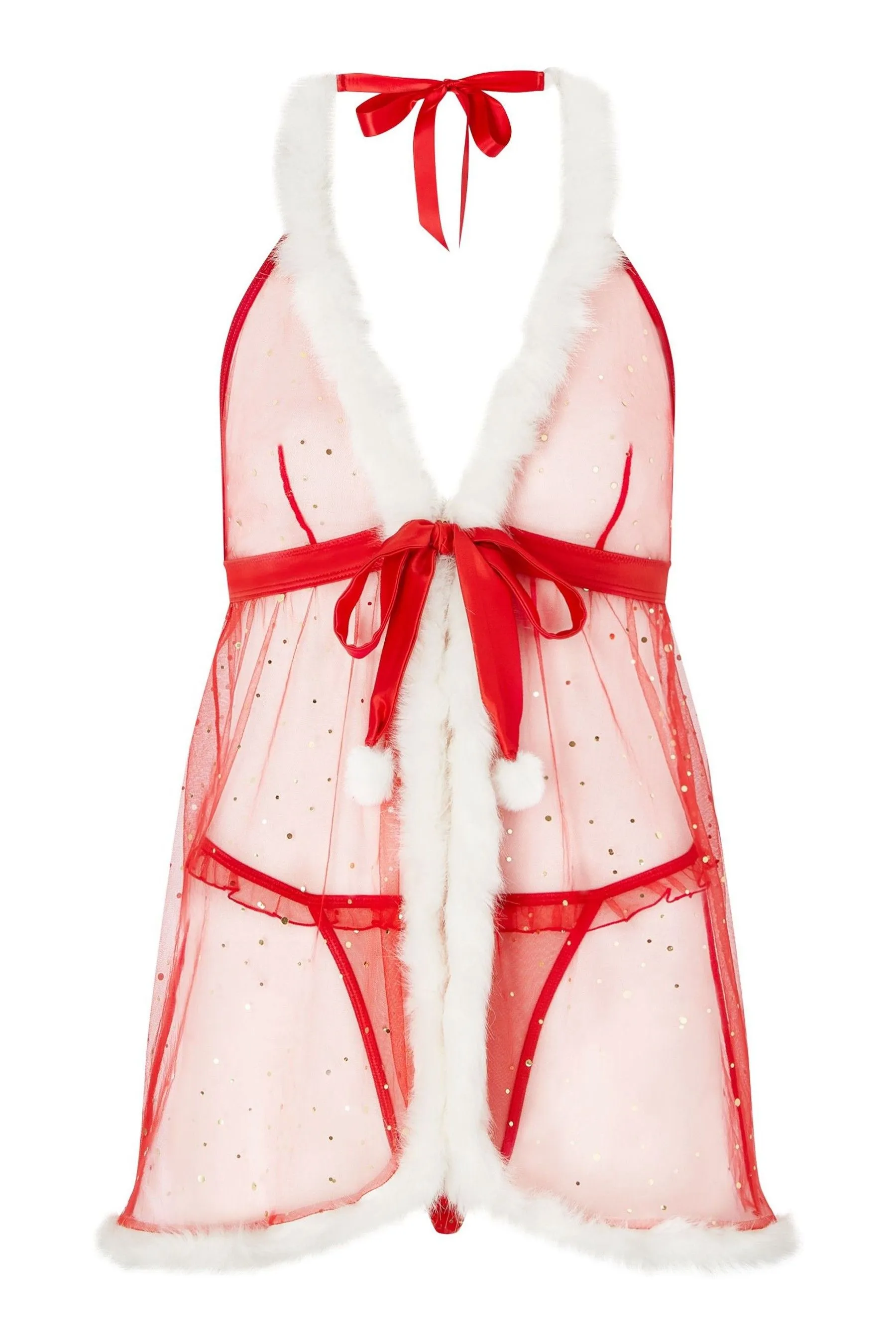 Ann Summers Natale - Let It Snow - Paillettes - Set perizoma con babydoll e perizoma