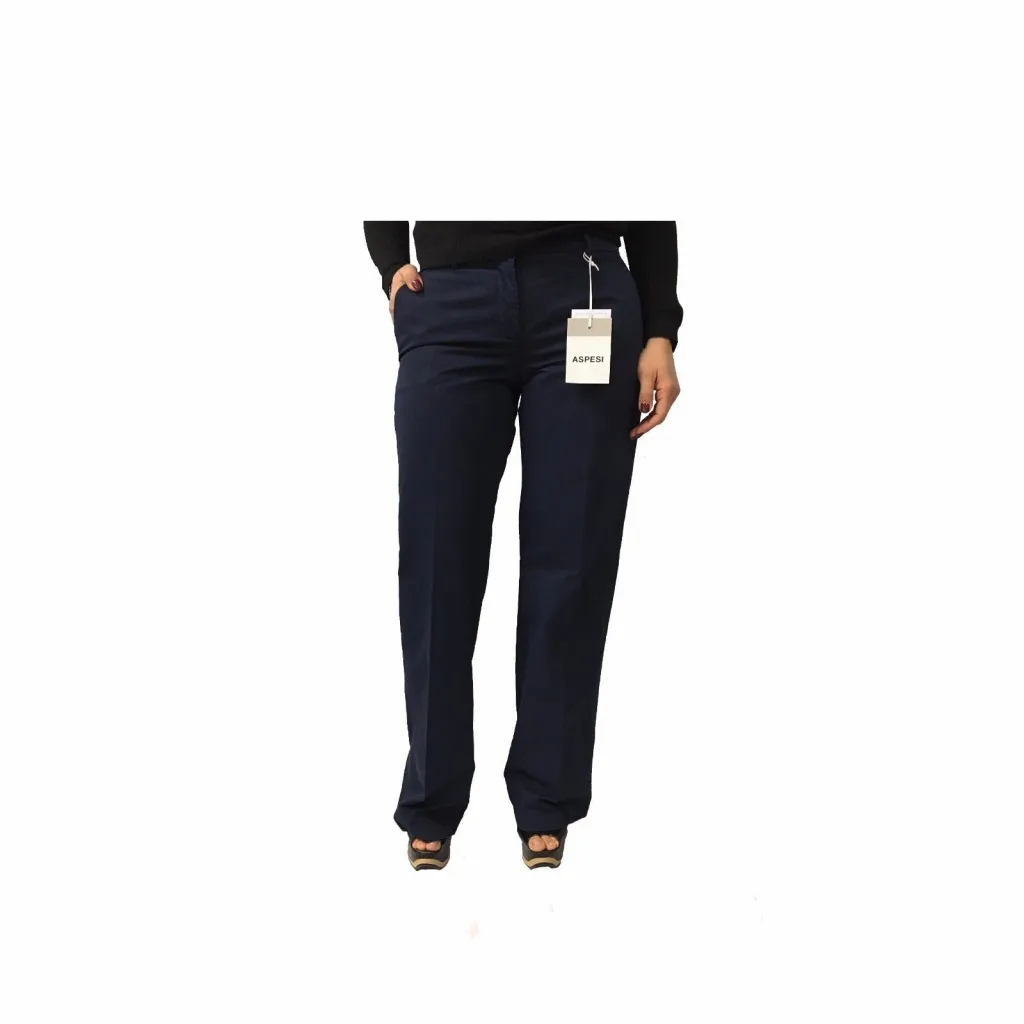 ASPESI pantalone donna mod H111 blu 100% cotone fondo cm 27