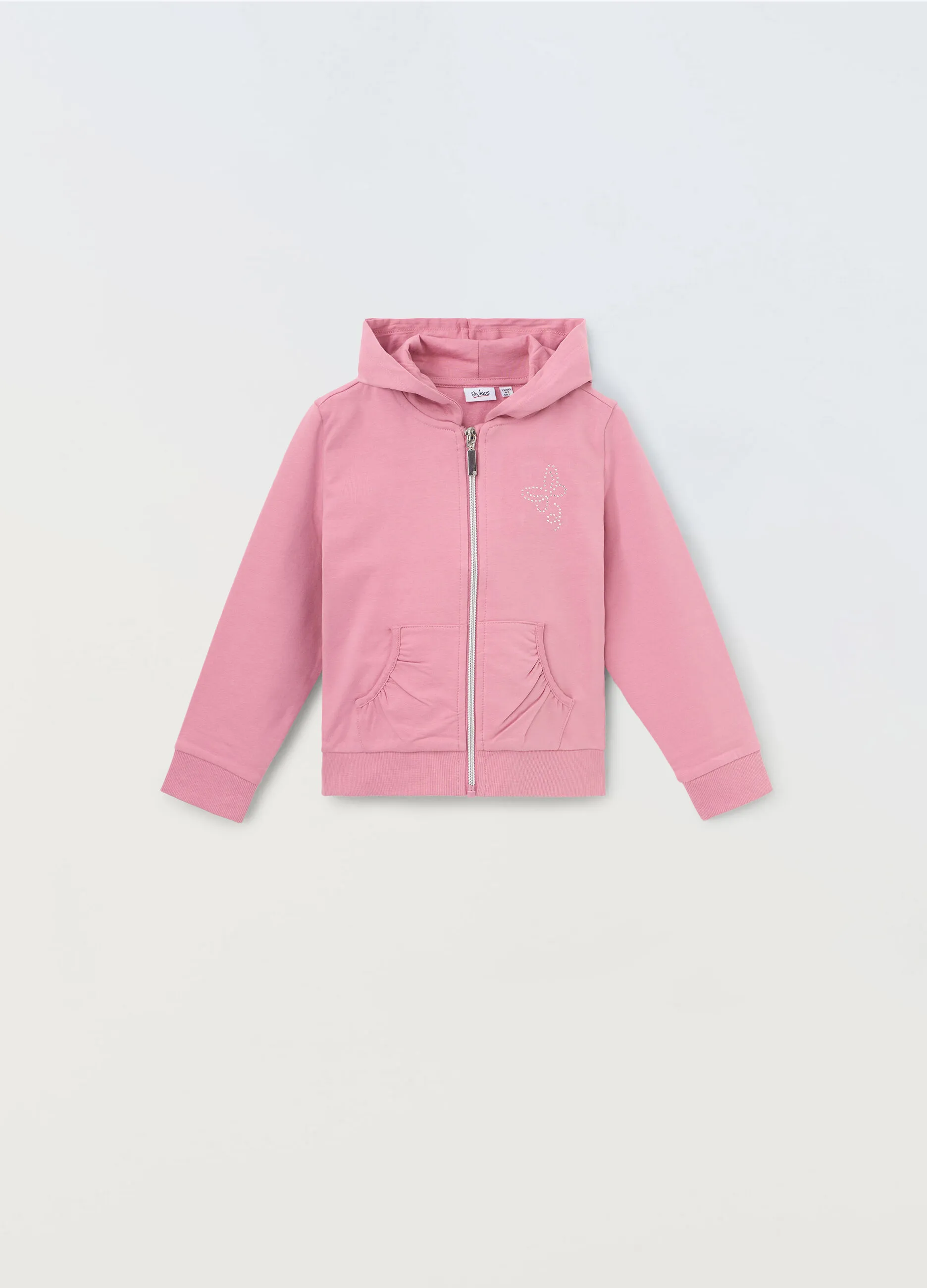 BLUKIDS  Felpa con zip e cappuccio in french terry stretch bambina