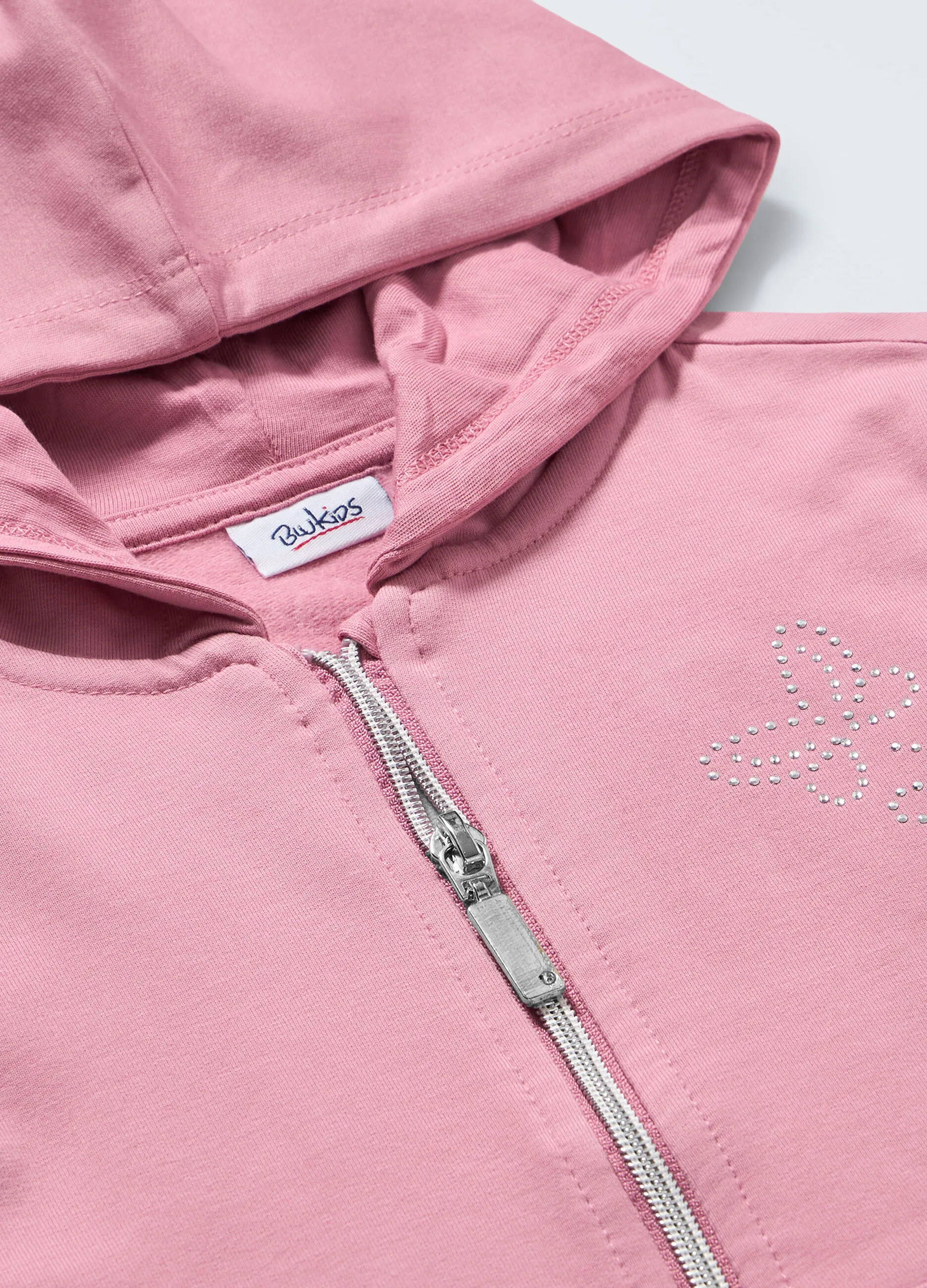 BLUKIDS  Felpa con zip e cappuccio in french terry stretch bambina