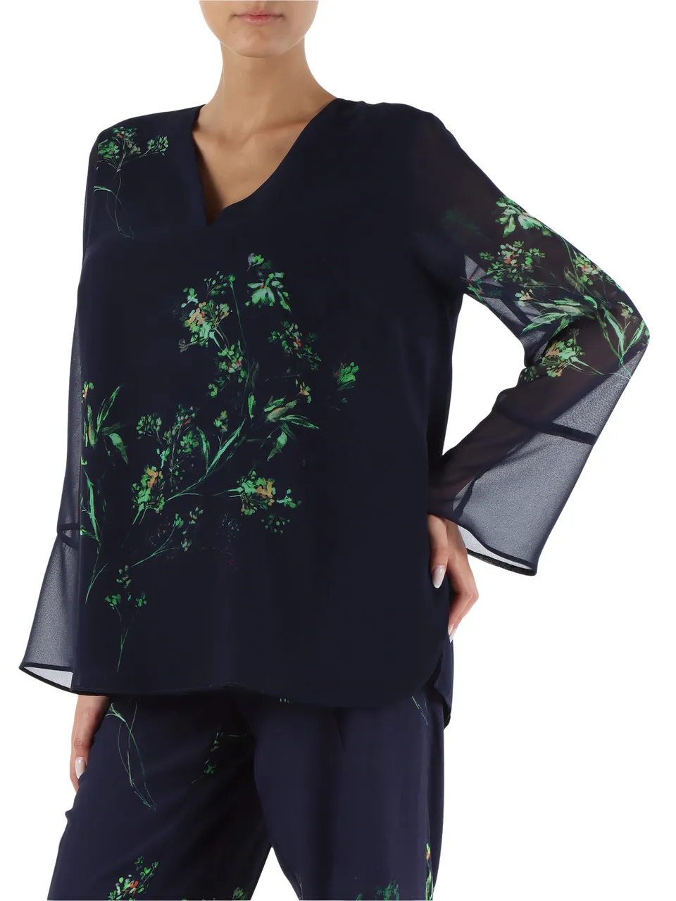 Blusa in georgette con motivo floreale