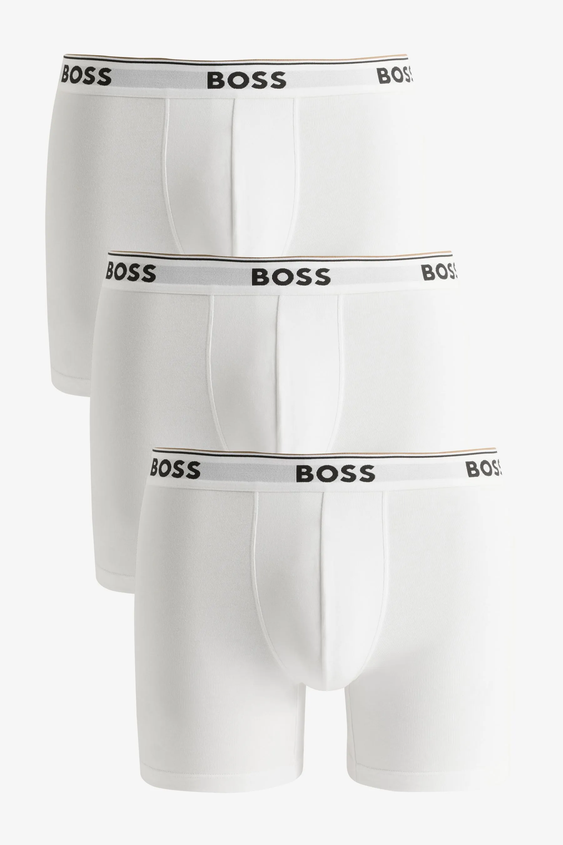 BOSS Logo Waistband Boxer Briefs 3 Pack in Stretch Cotton    