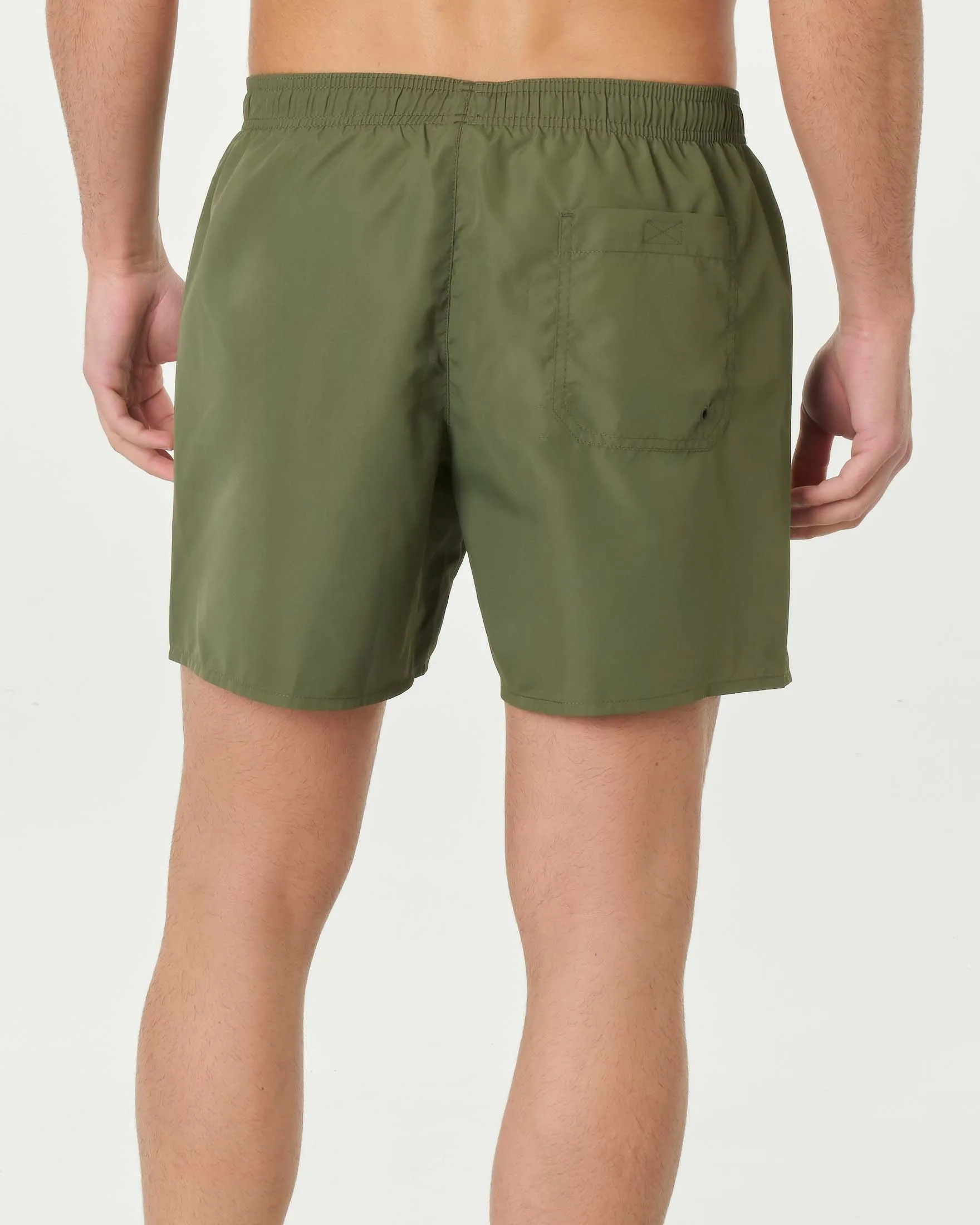 Boxer mare verde militare con logo argento stampato in verticale sul fianco