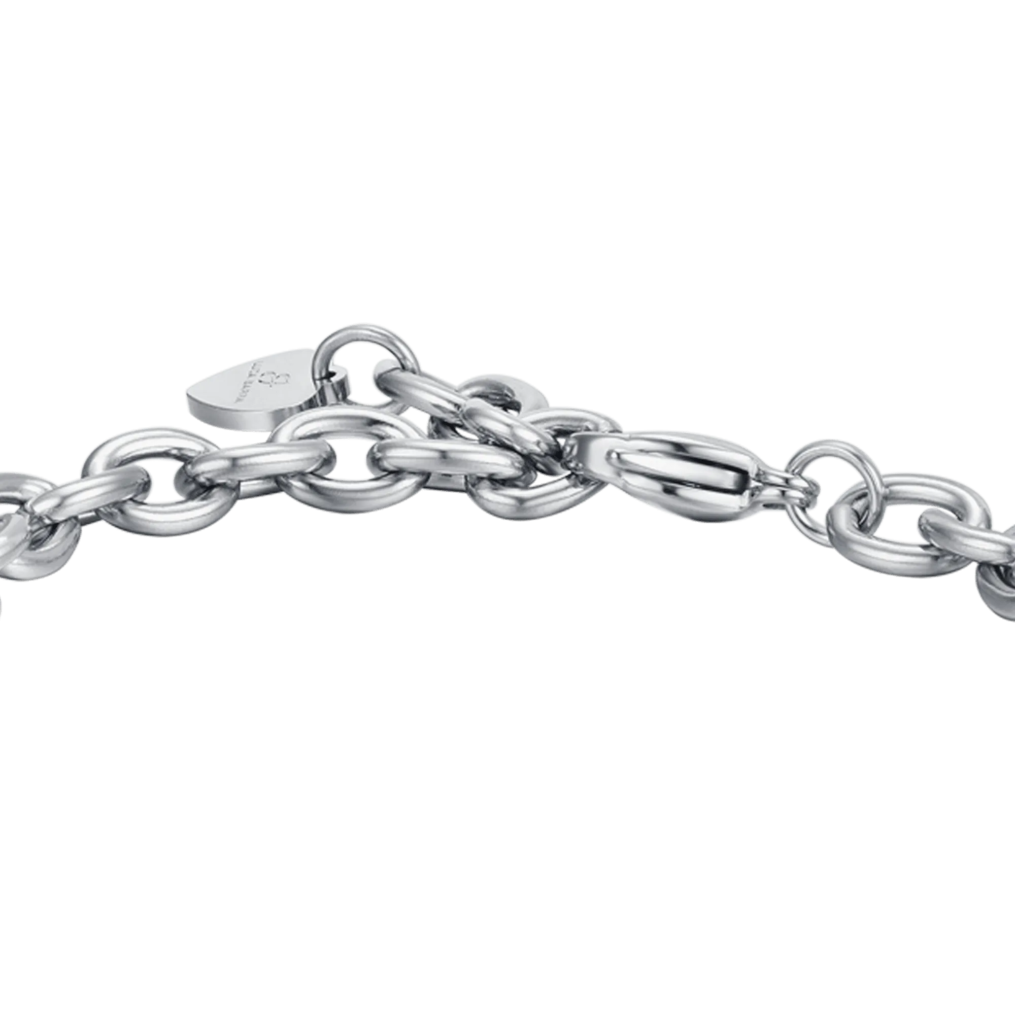 BRACCIALE DONNA IN ACCIAIO CON ORSETTO CON CRISTALLI ROSA E BIANCHI