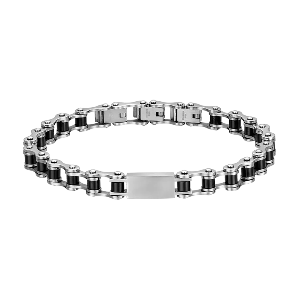BRACCIALE UOMO IN ACCIAIO CATENA BICI IP NERO