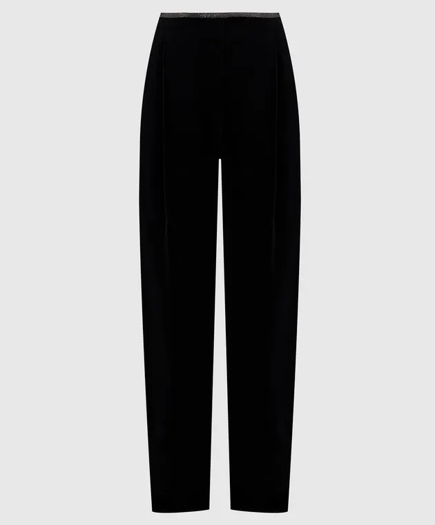 Brunello Cucinelli Pantaloni in velluto nero con coulisse MD561P8458