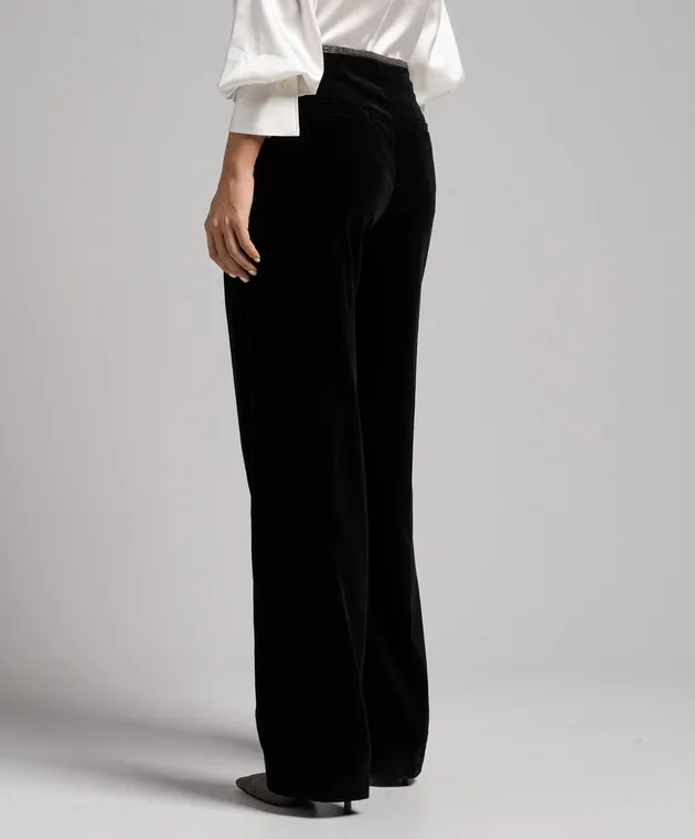 Brunello Cucinelli Pantaloni in velluto nero con coulisse MD561P8458