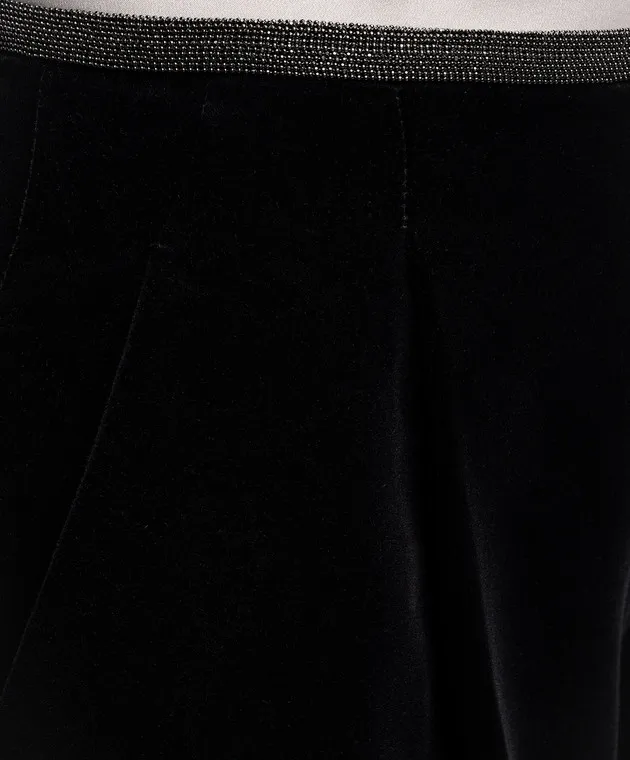 Brunello Cucinelli Pantaloni in velluto nero con coulisse MD561P8458