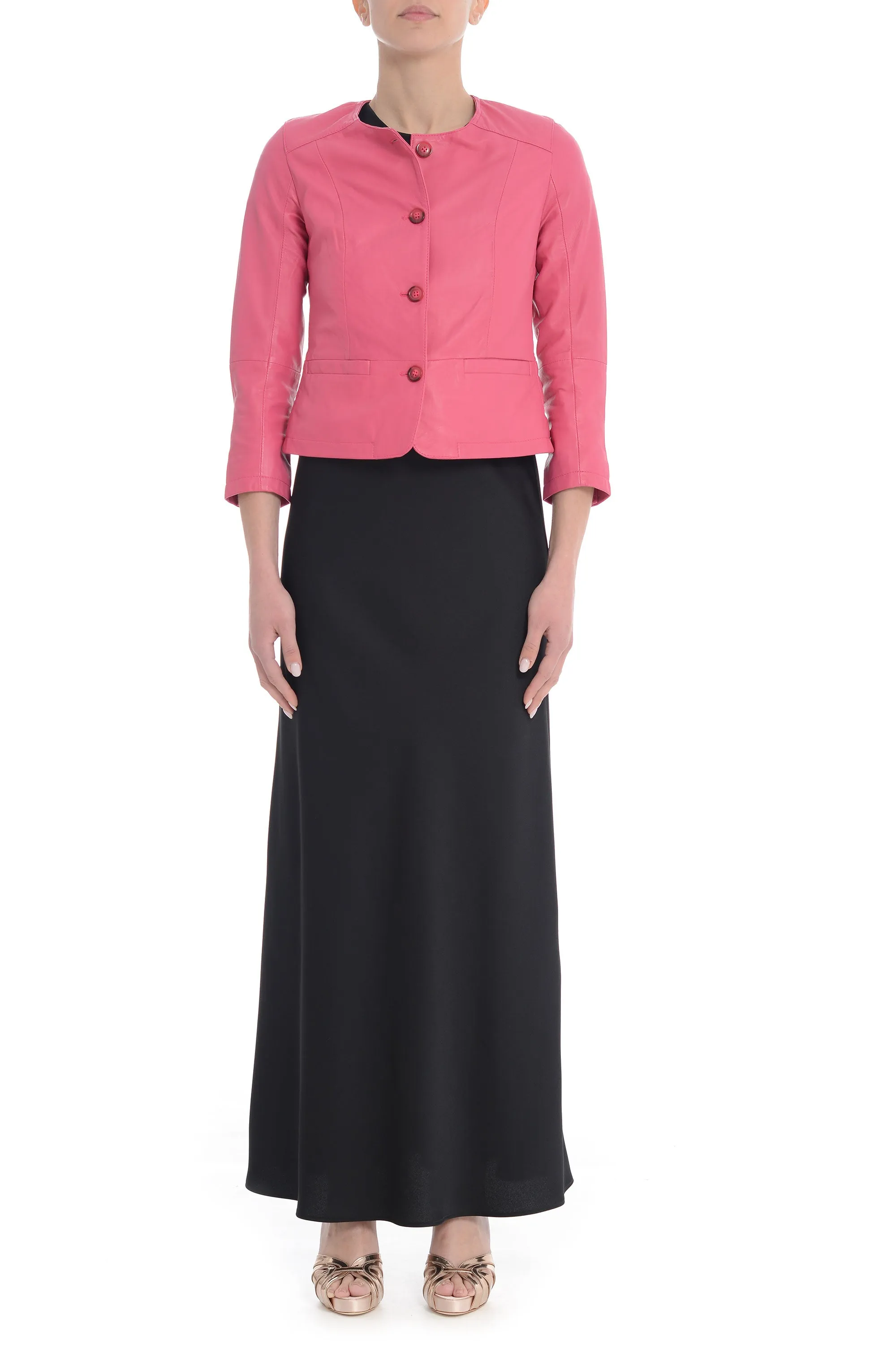 Bully Giubbotto Rosa Donna Pelle Girocollo