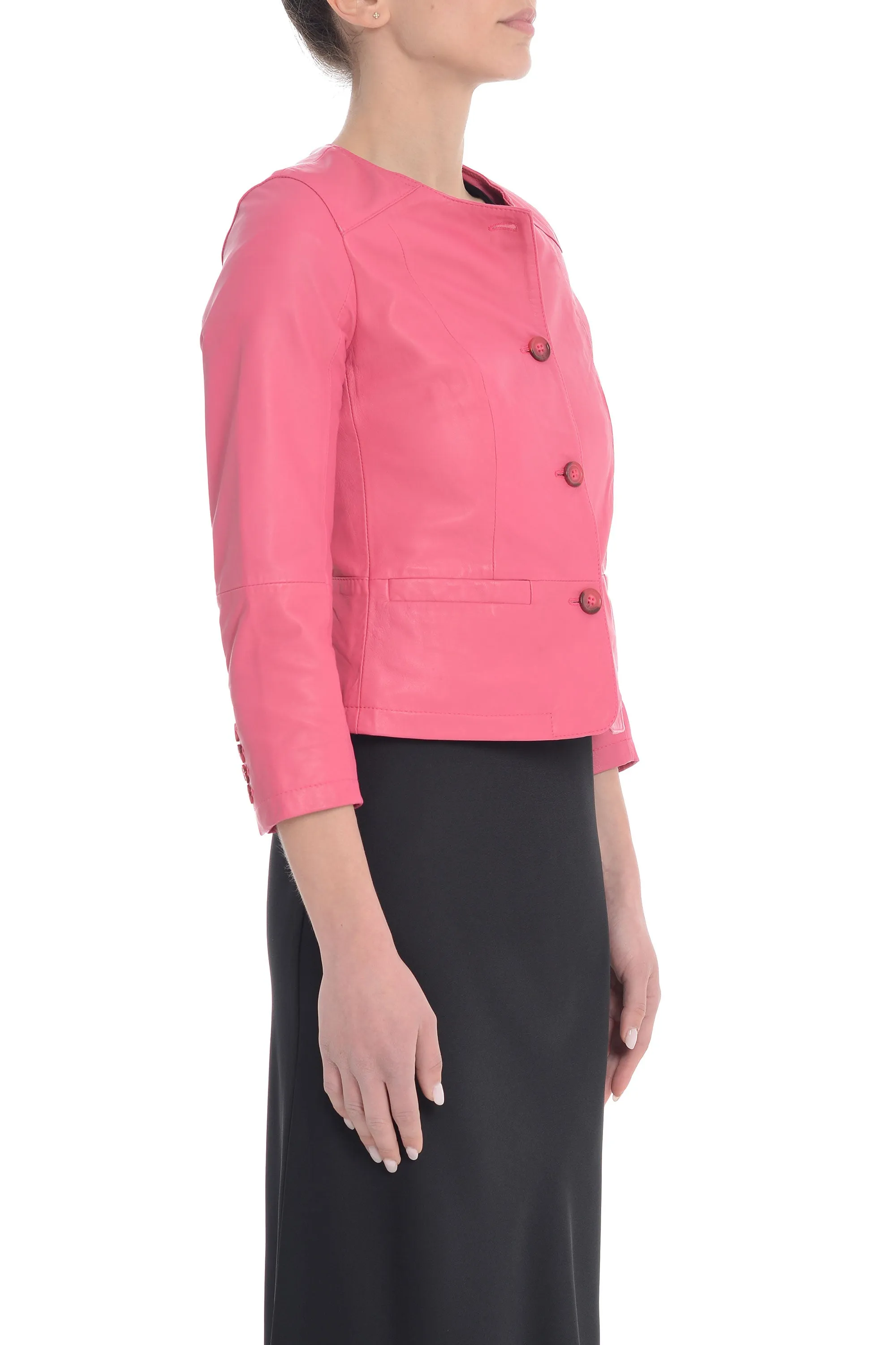 Bully Giubbotto Rosa Donna Pelle Girocollo