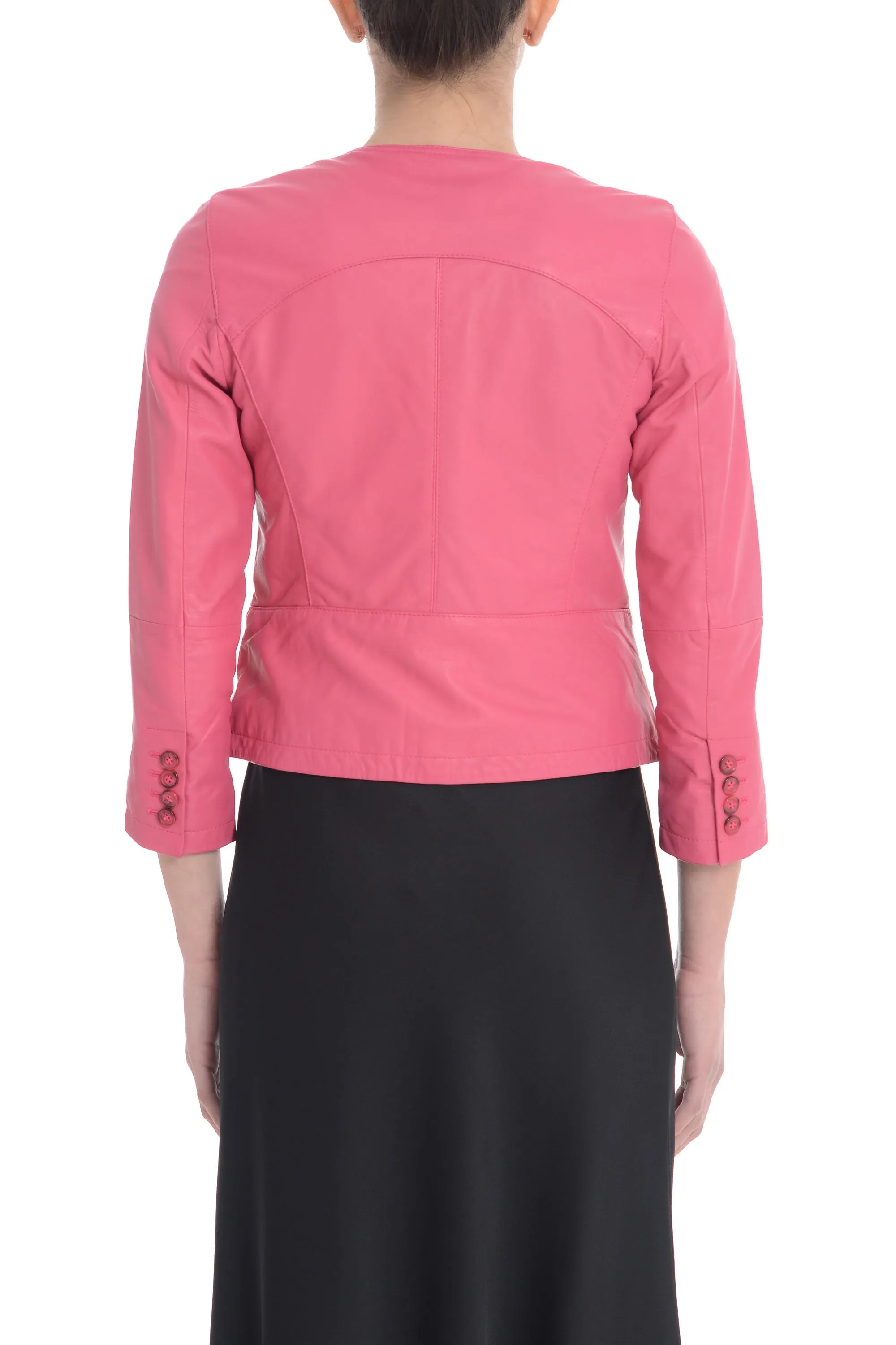 Bully Giubbotto Rosa Donna Pelle Girocollo