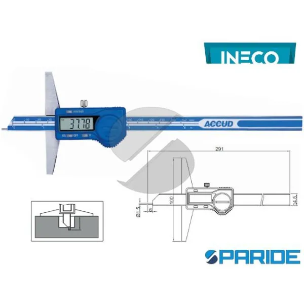 CALIBRO DIGITALE DI PROFONDITA NCON PUNTA L 200 MM 50804 ACCUD INECO