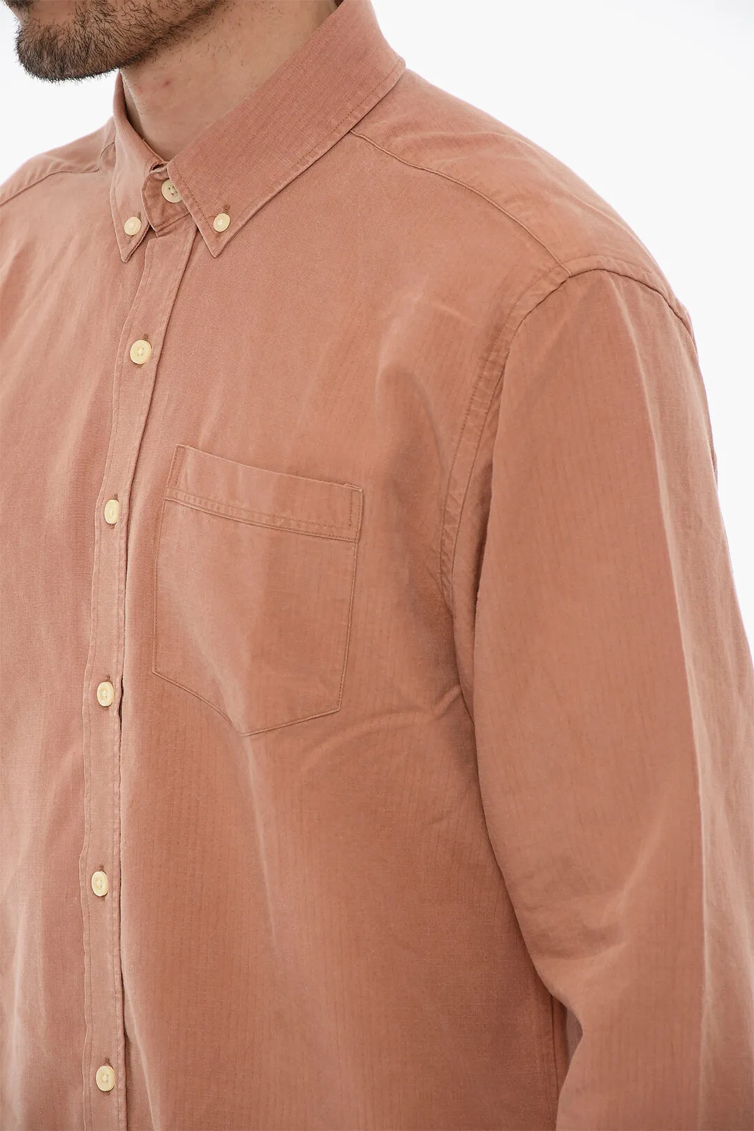 Camicia a Quadri Rip Stop con Bottoni Logati