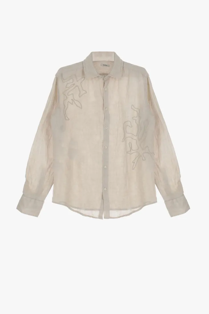 Camicia con colletto classico e ricamo fantasia astratta