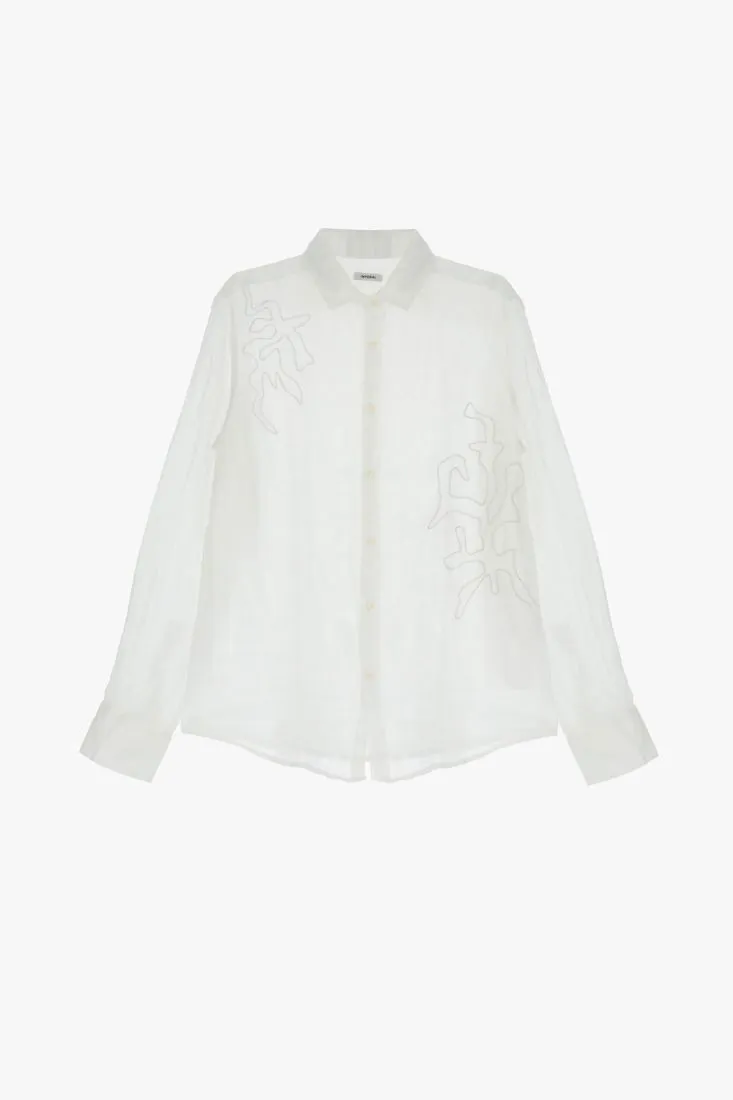 Camicia con colletto classico e ricamo fantasia astratta