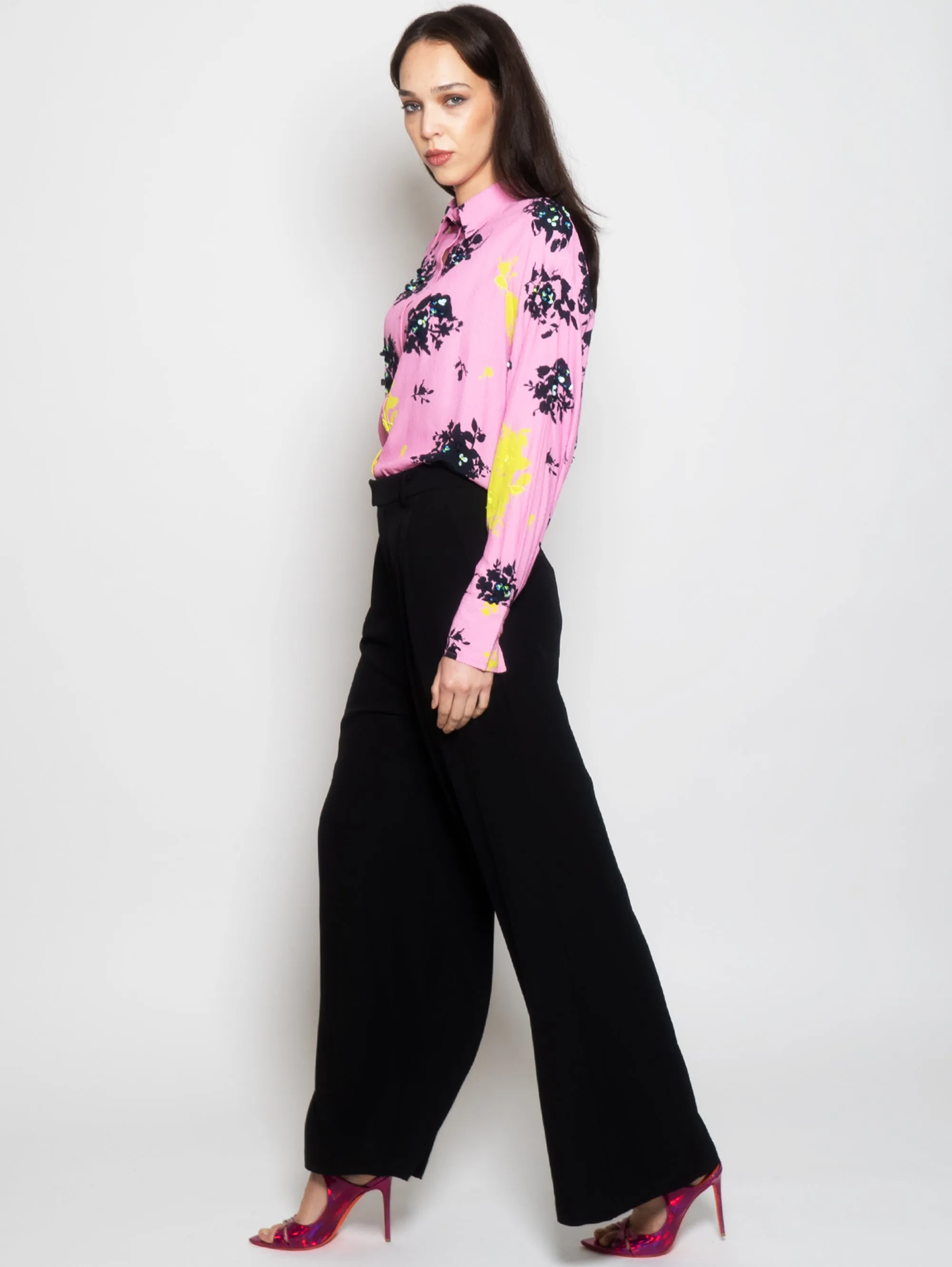 Camicia con Stampa e Paillettes Rosa