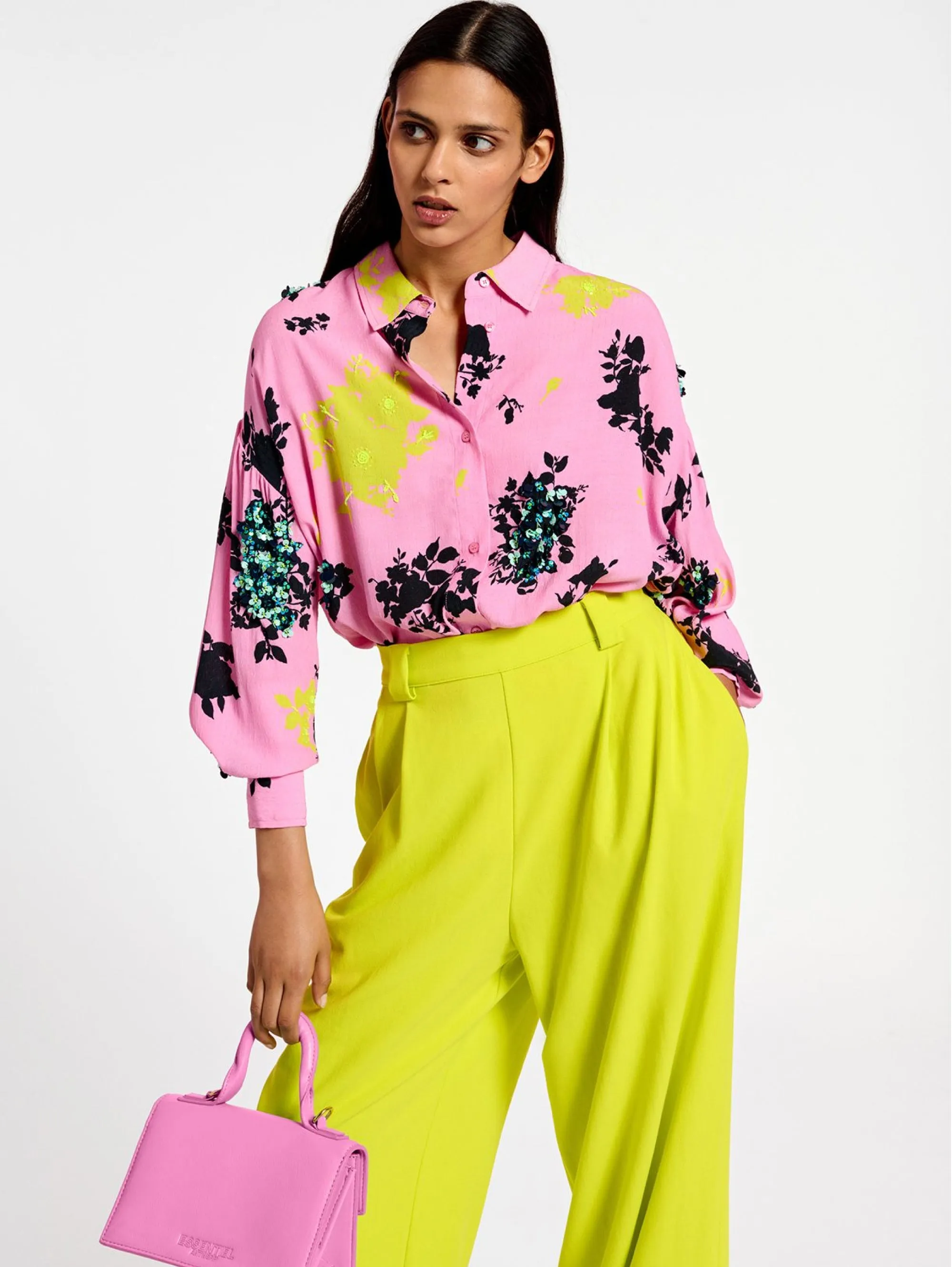 Camicia con Stampa e Paillettes Rosa