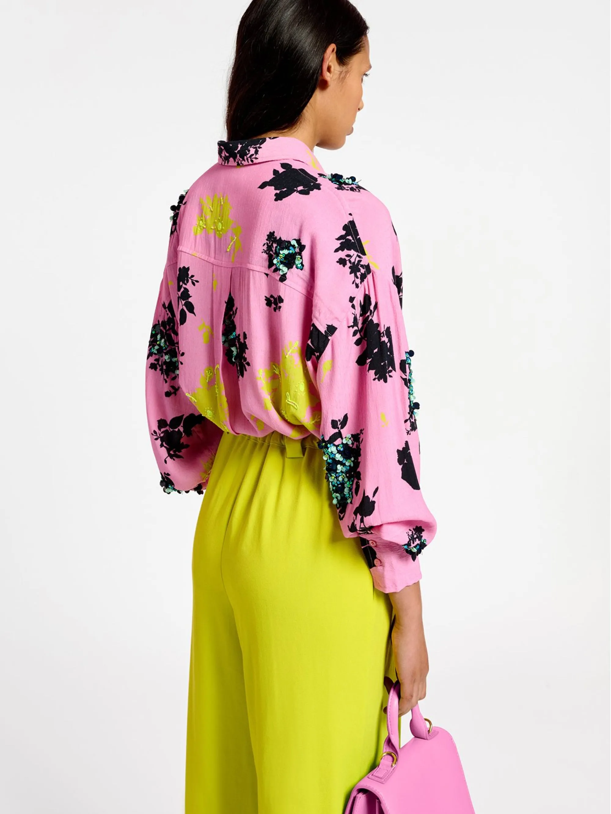 Camicia con Stampa e Paillettes Rosa