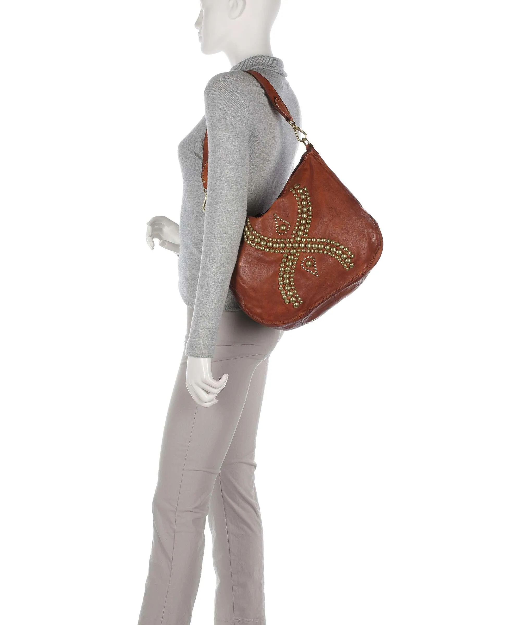  Campomaggi Borsa hobo pelle di vacchetta finemente grana cognac  