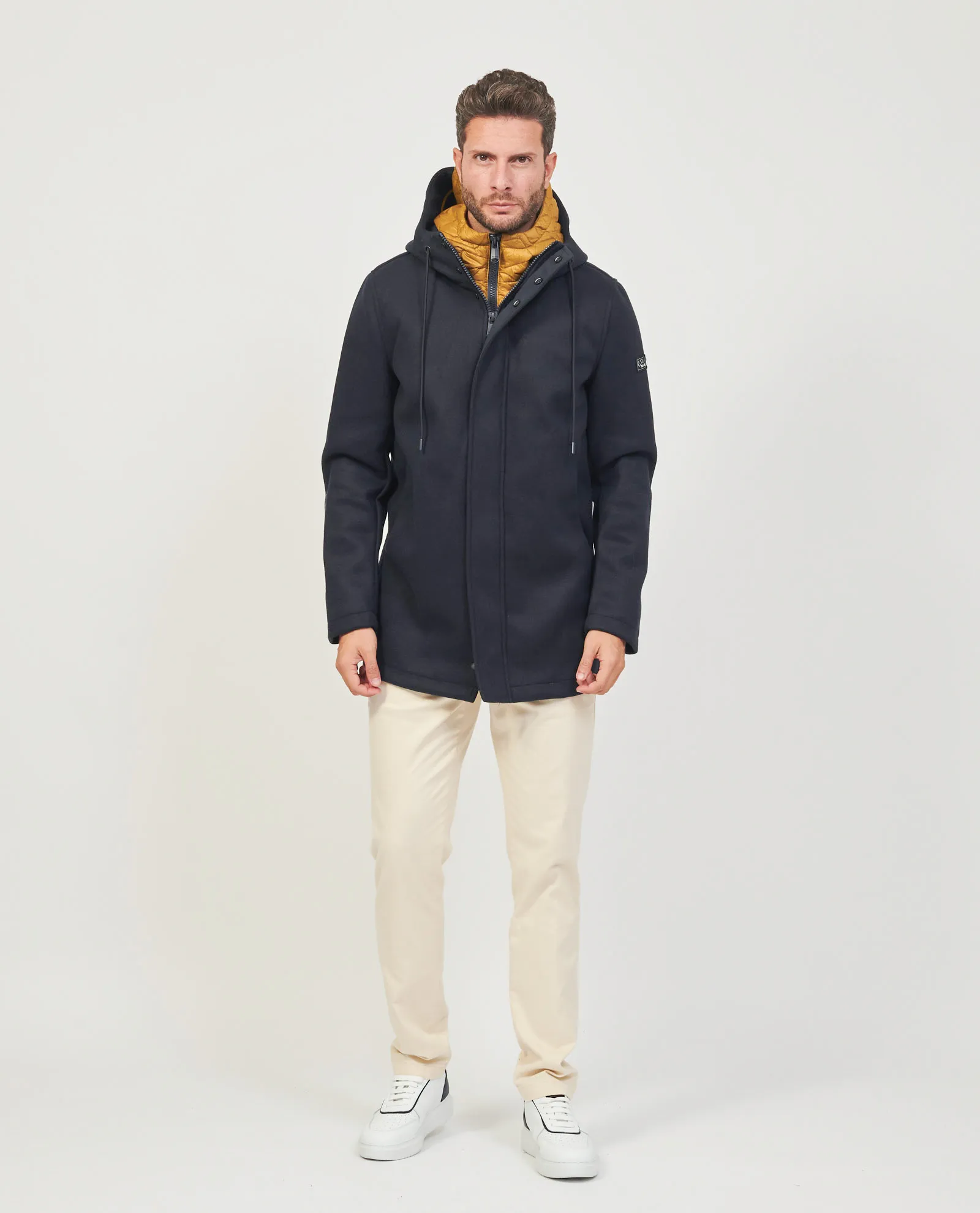 Cappotto uomo Yes Zee con gilet removibile e cappuccio