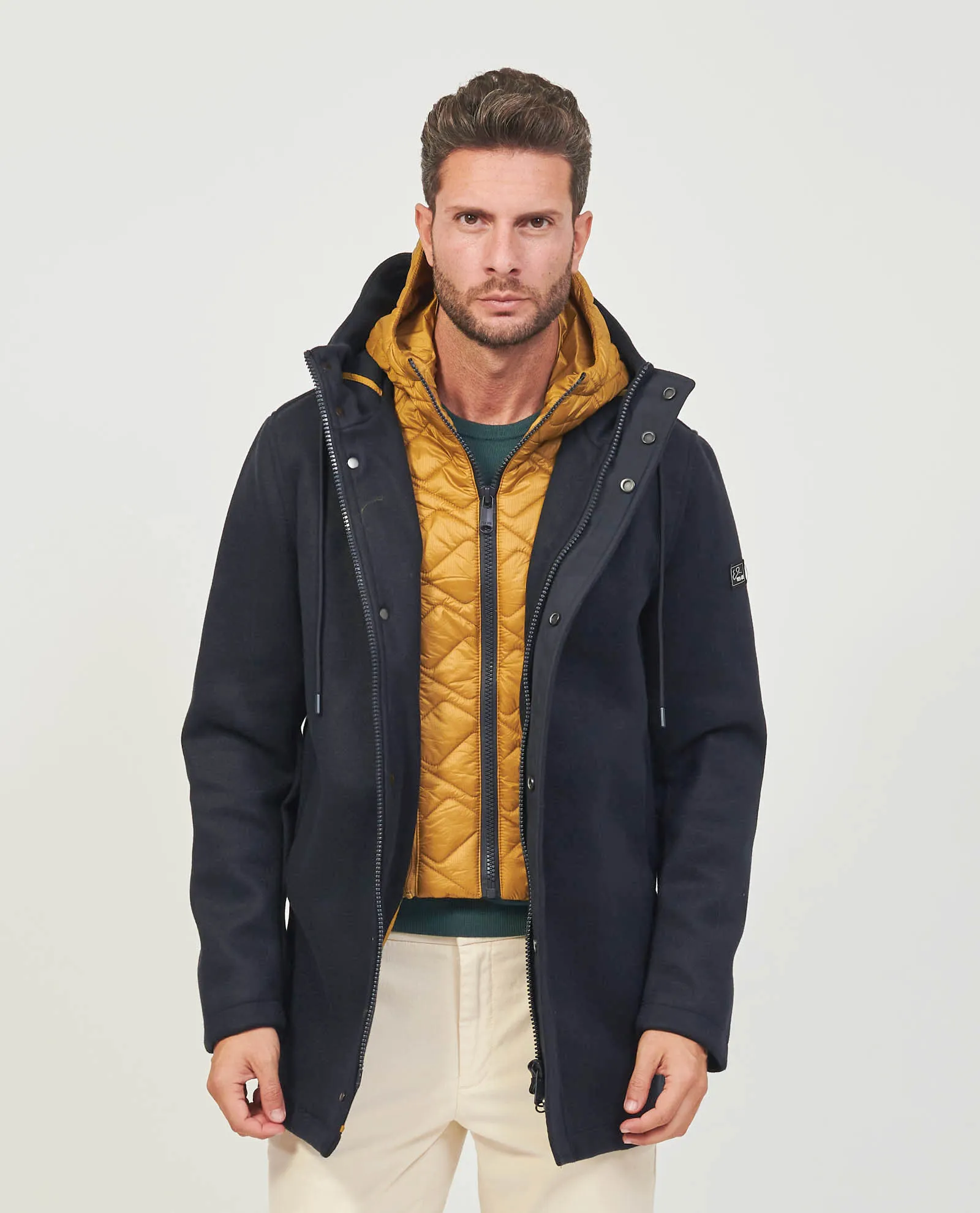 Cappotto uomo Yes Zee con gilet removibile e cappuccio