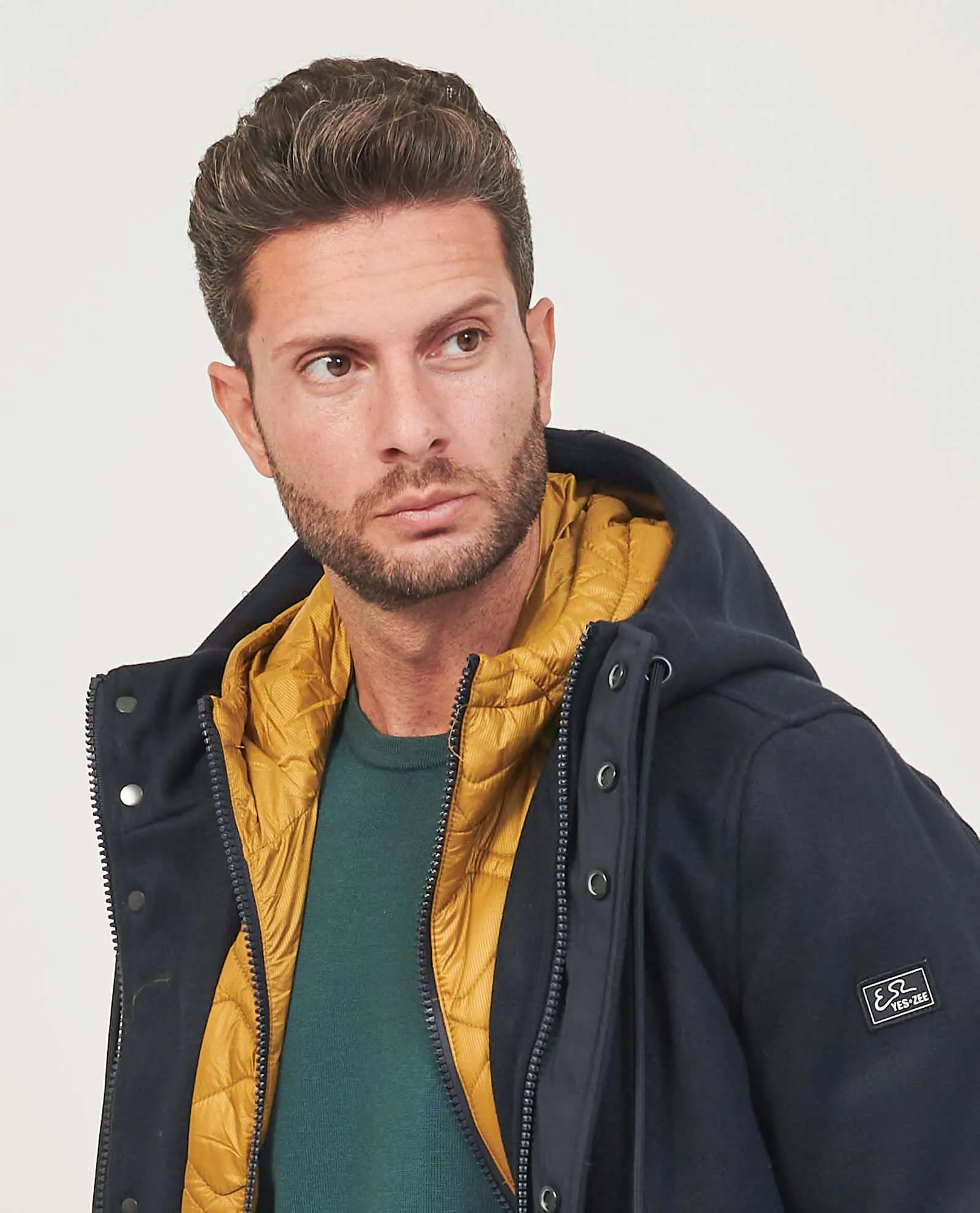 Cappotto uomo Yes Zee con gilet removibile e cappuccio