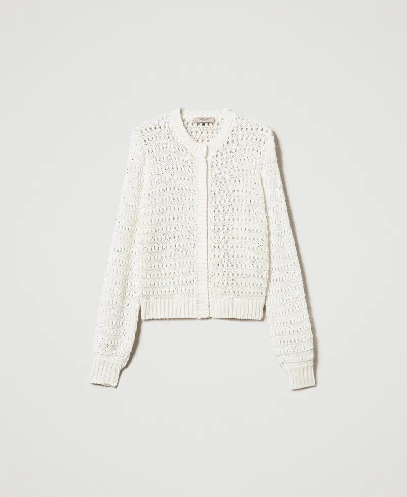 Cardigan traforato con paillettes