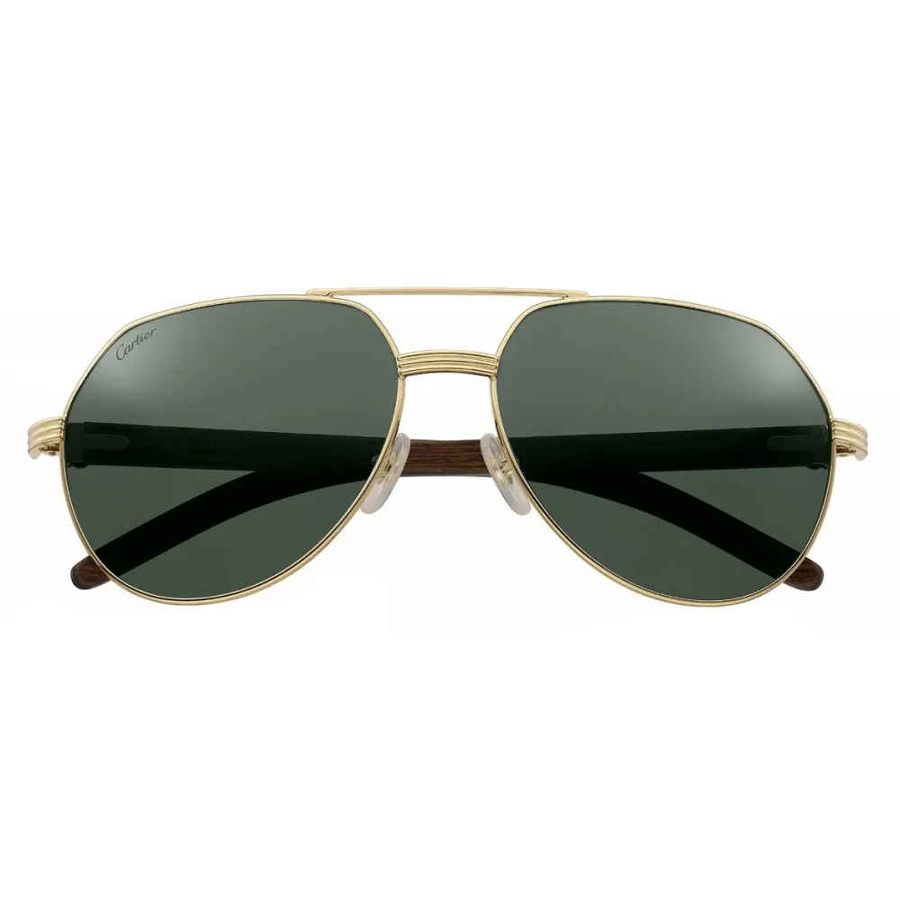 Cartier - Pilot - Legno Finitura Oro Lenti Polarizzate - Première de Cartier Collection - Occhiali da Sole - Cartier Eyewear