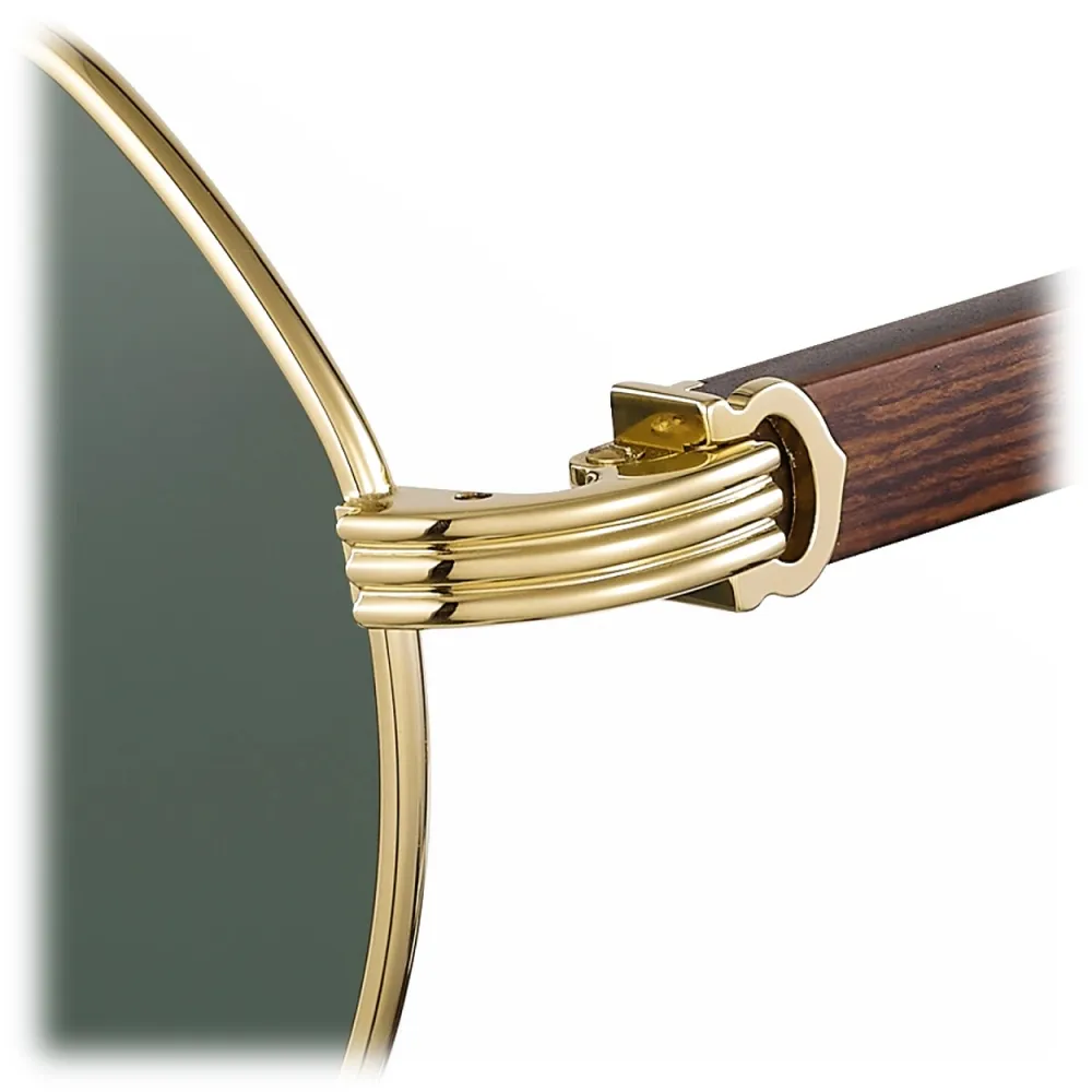 Cartier - Pilot - Legno Finitura Oro Lenti Polarizzate - Première de Cartier Collection - Occhiali da Sole - Cartier Eyewear