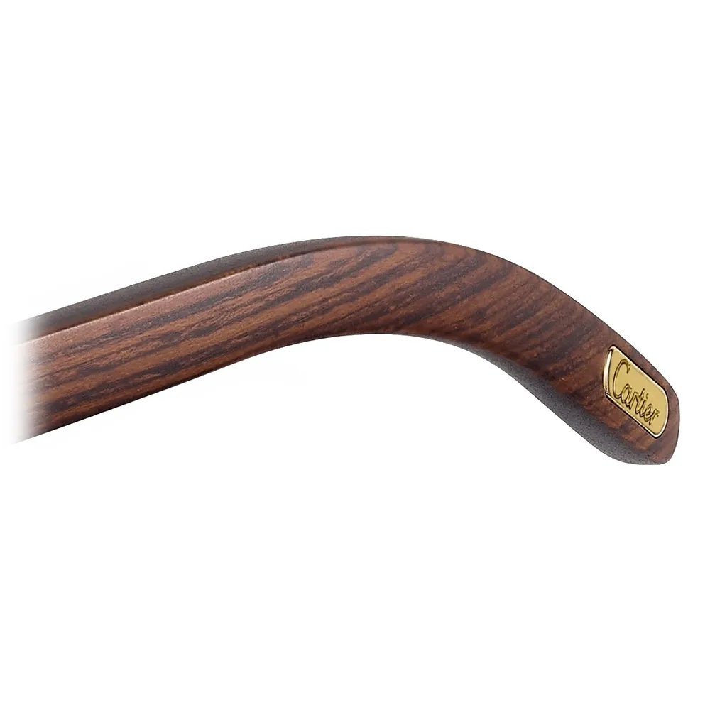 Cartier - Pilot - Legno Finitura Oro Lenti Polarizzate - Première de Cartier Collection - Occhiali da Sole - Cartier Eyewear
