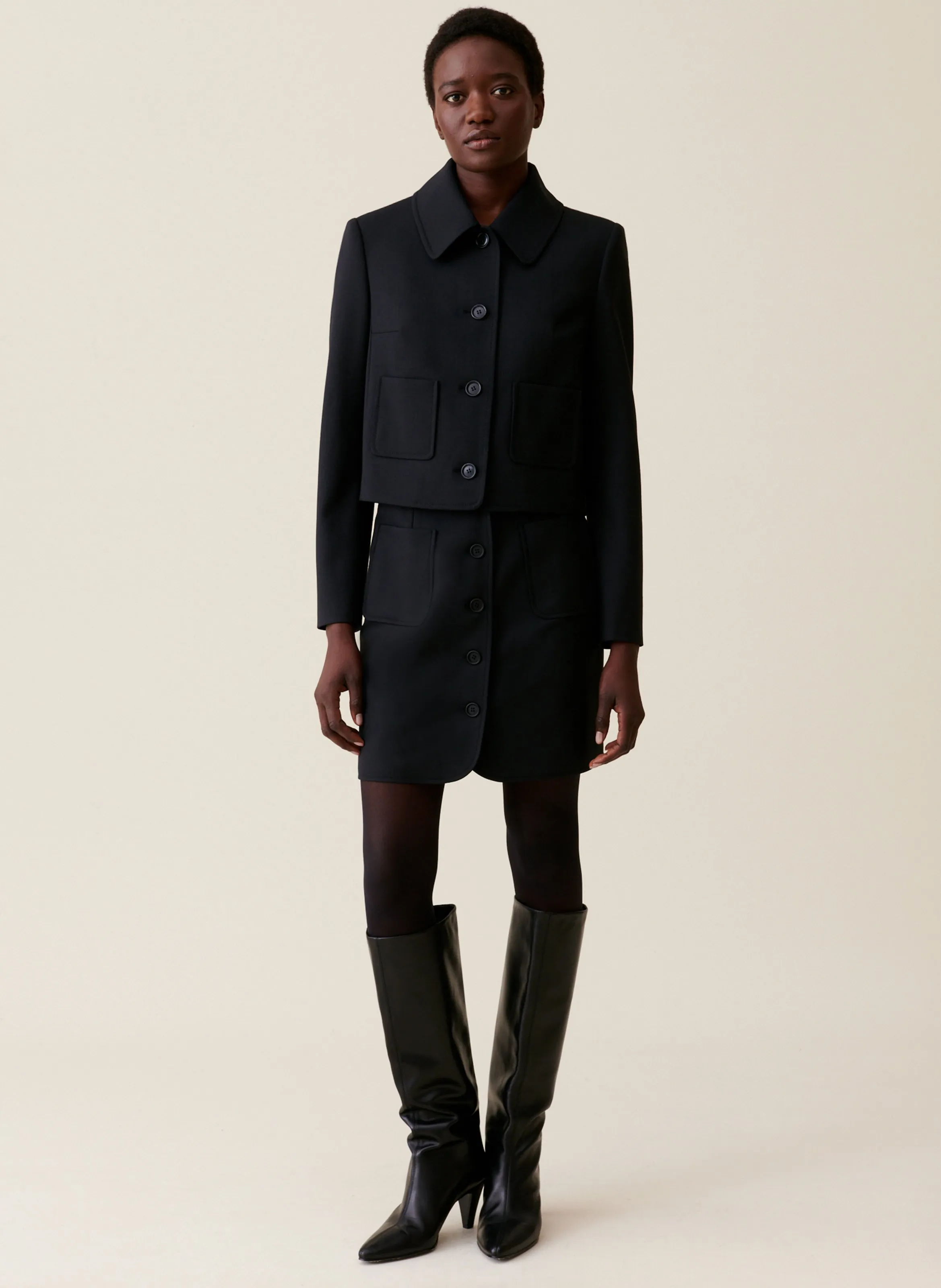  CLAUDIE PIERLOT   Giacca collo classico in misto lana | Nero