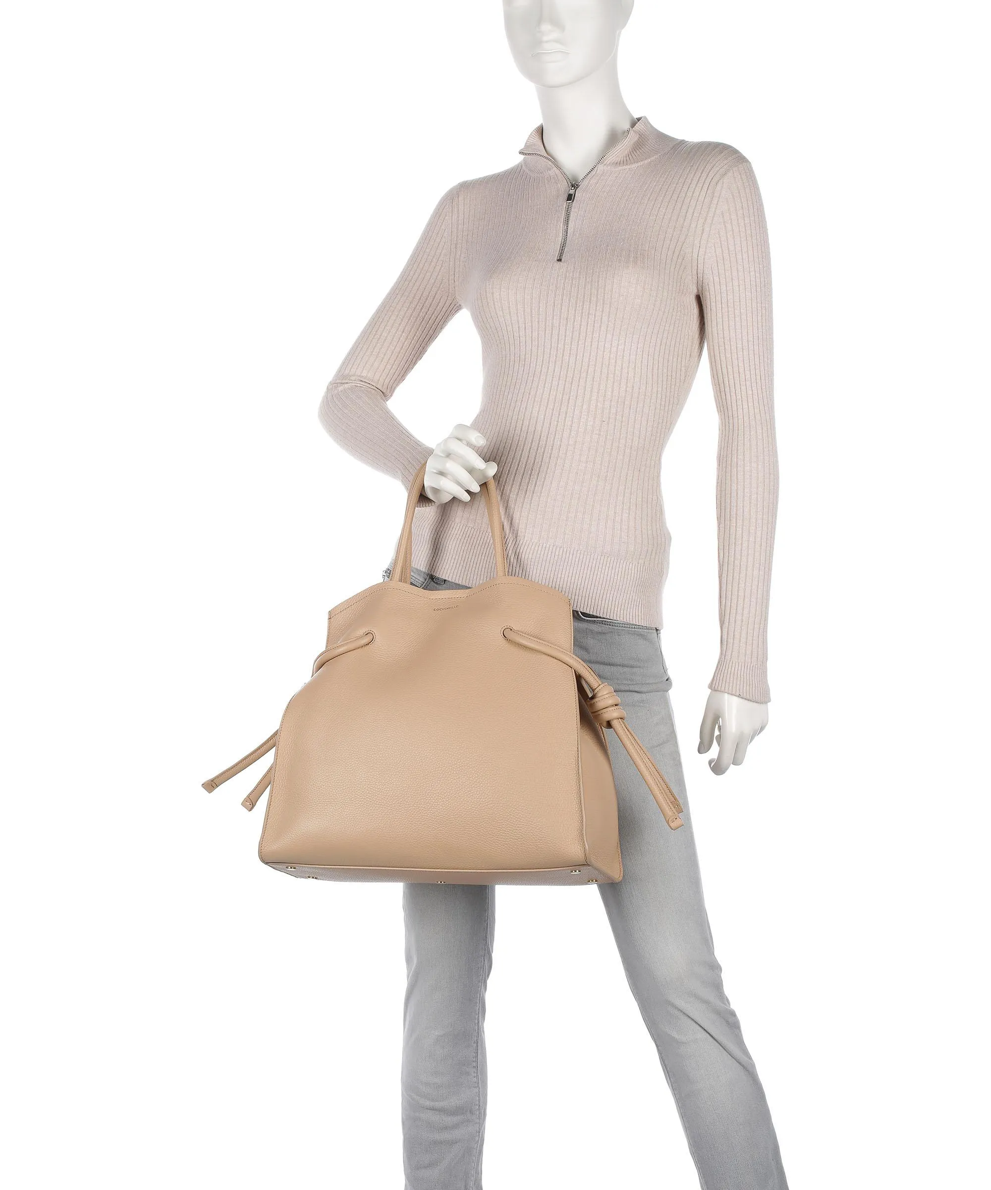  Coccinelle Allure Borsa shopper pelle granulata beige  